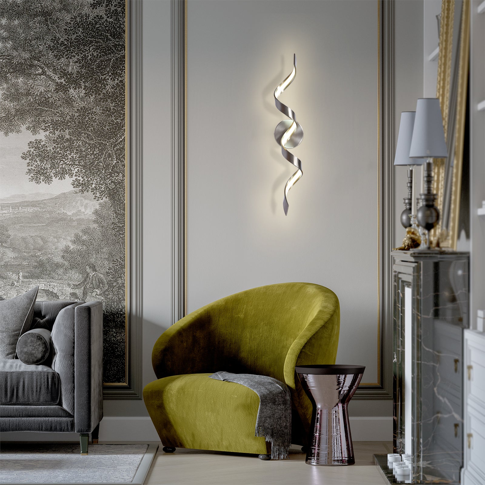 Glowlings 1-Light Modern Dimmable Spiral Design LED Vanity Light for Bathroom Living Room