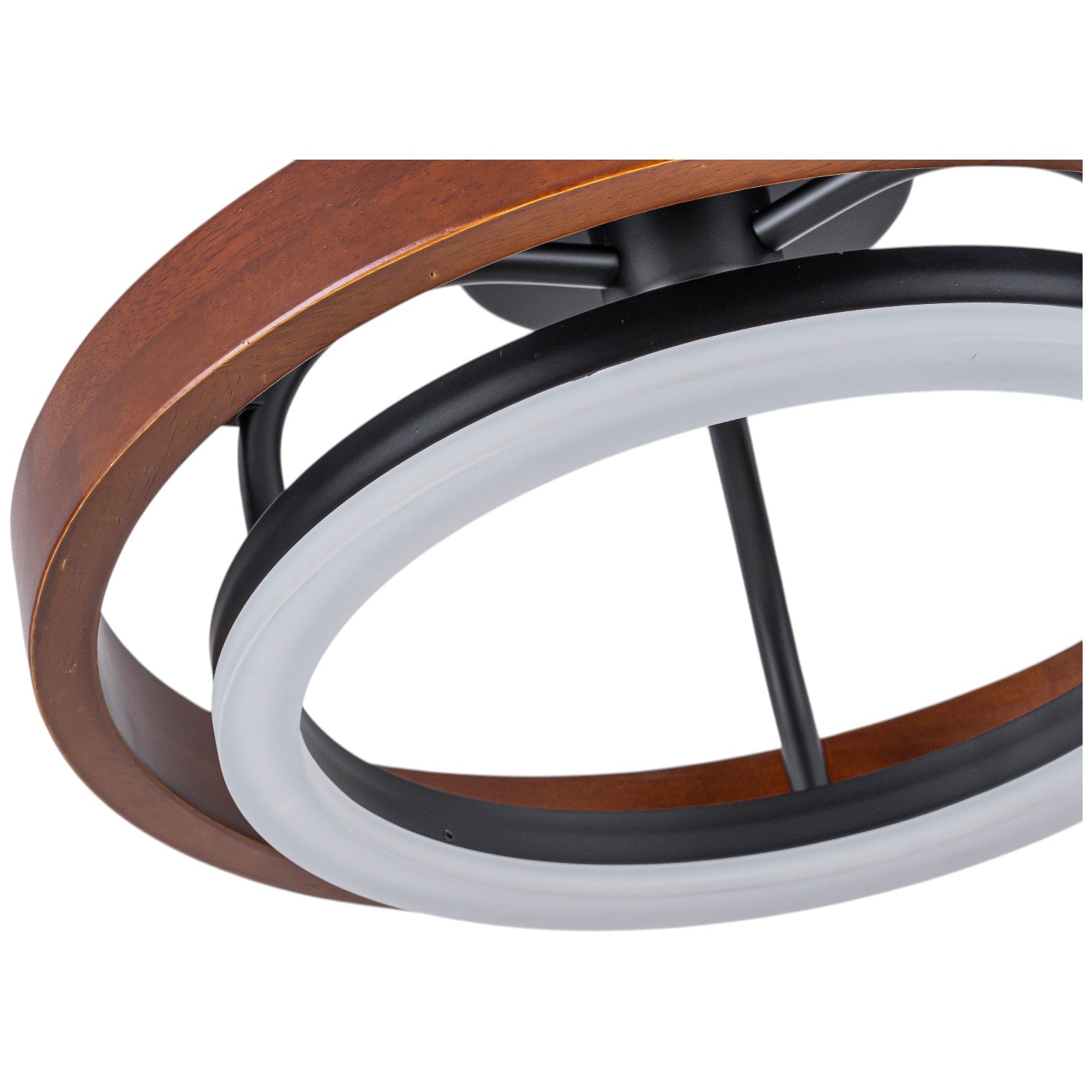 Glowlings 1-Light Modern Dimmable Wooden Round Ring LED Semi-Flush Mount Ceiling Light