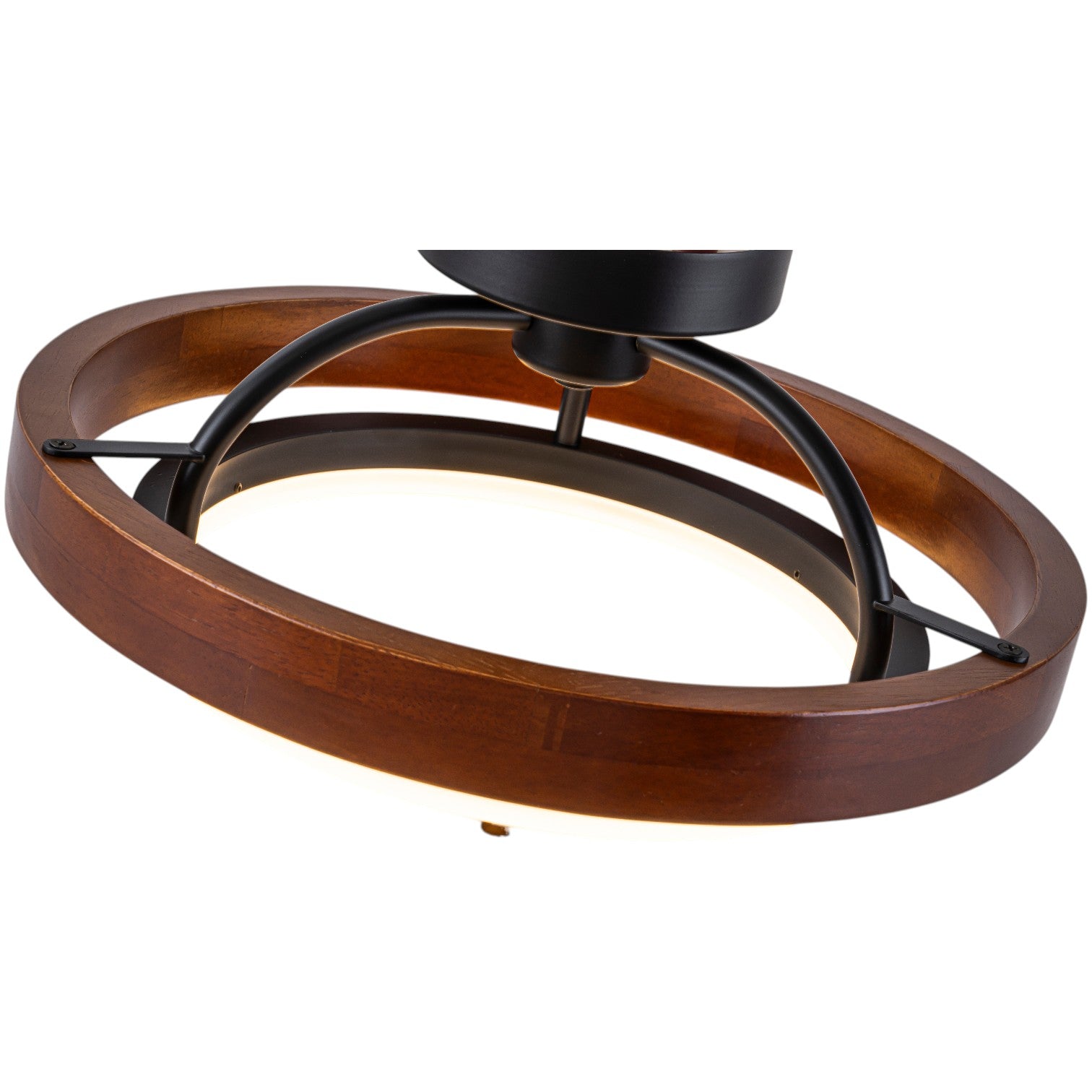 Glowlings 1-Light Modern Dimmable Wooden Round Ring LED Semi-Flush Mount Ceiling Light