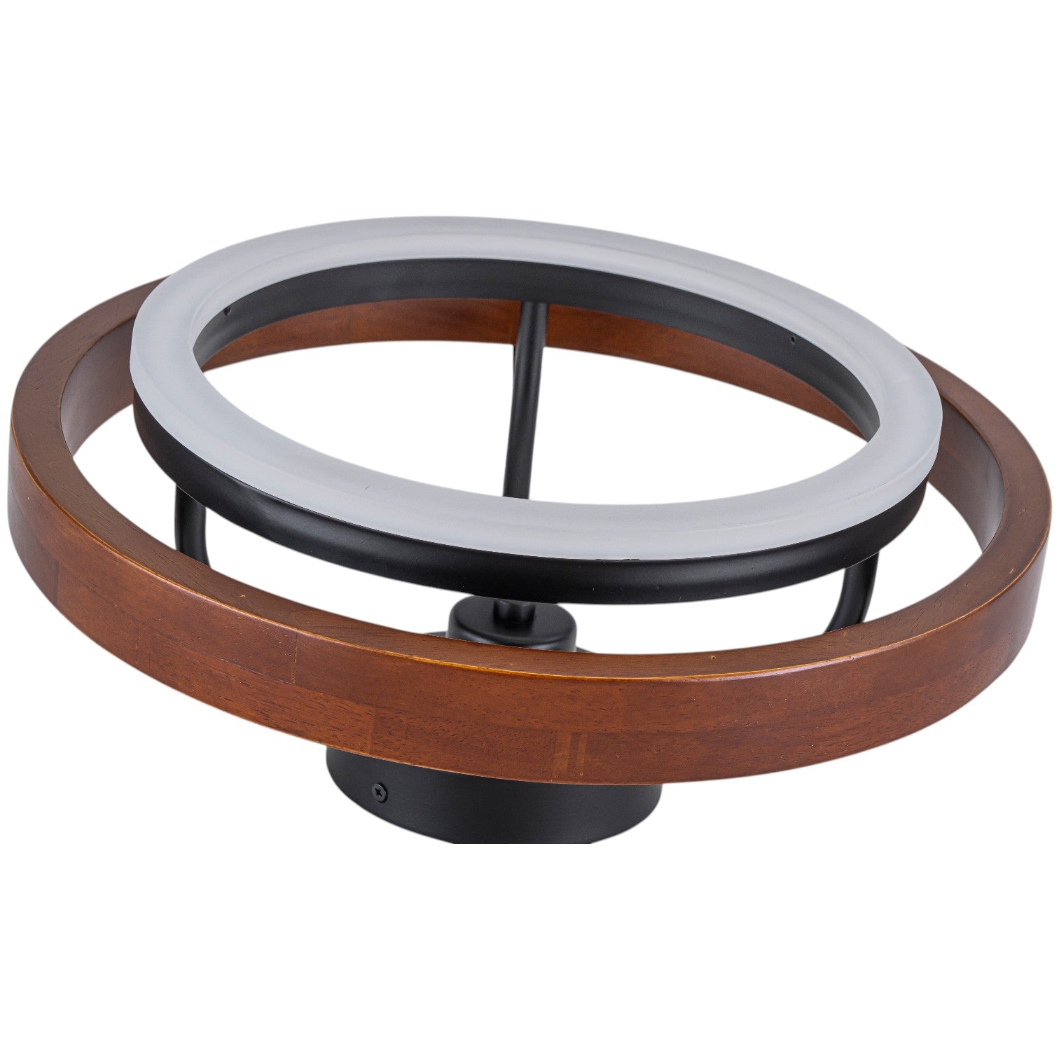 Glowlings 1-Light Modern Dimmable Wooden Round Ring LED Semi-Flush Mount Ceiling Light