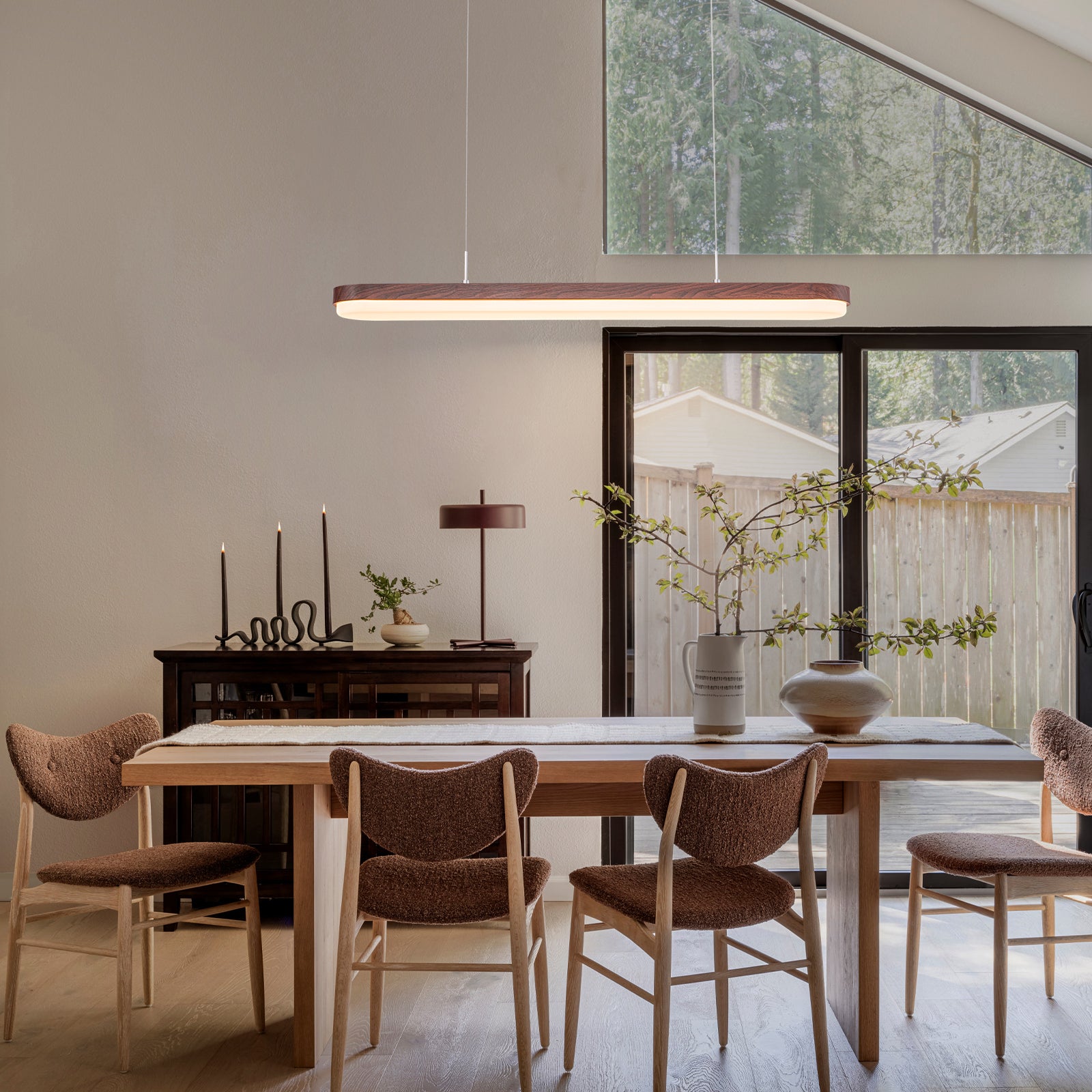 Glowlings 1-Light Modern 39"Wide DIP Switch Dimmable LED Linear Wood Pendant Light