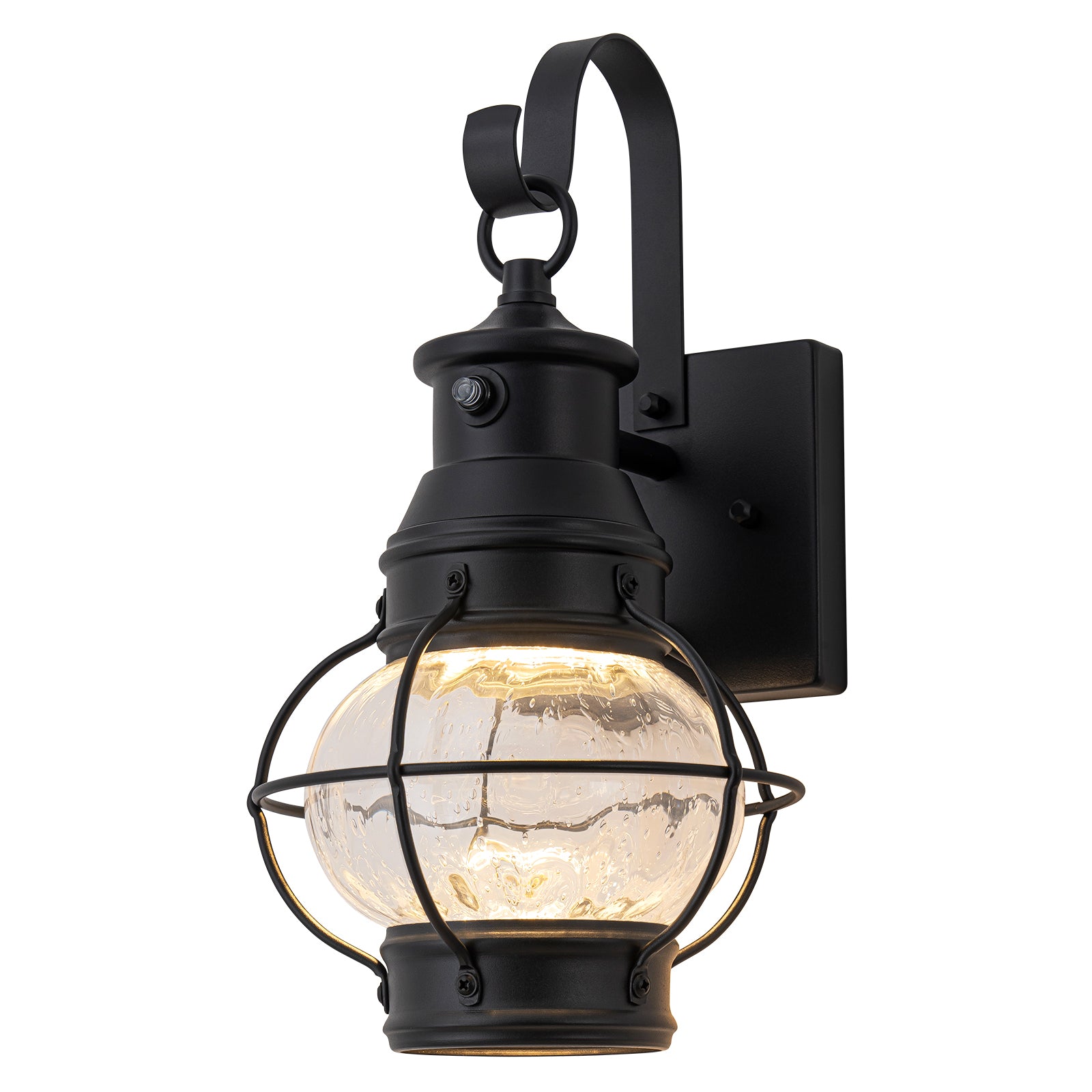 Glowlings 1-flammige, moderne 14" hohe LED-Außenwandleuchte mit gesätem Glas von der Dämmerung bis zum Morgengrauen