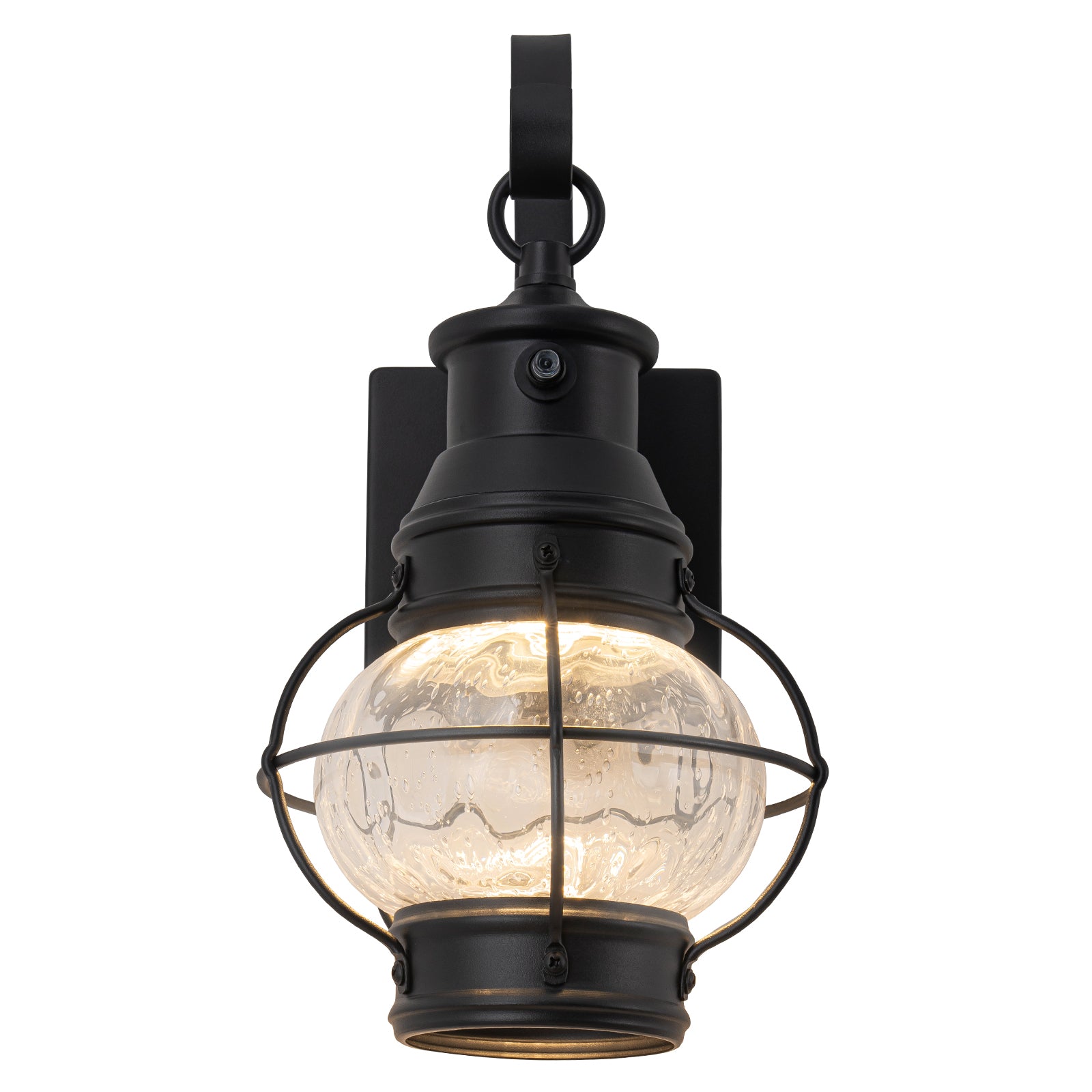 Glowlings 1-flammige, moderne 14" hohe LED-Außenwandleuchte mit gesätem Glas von der Dämmerung bis zum Morgengrauen