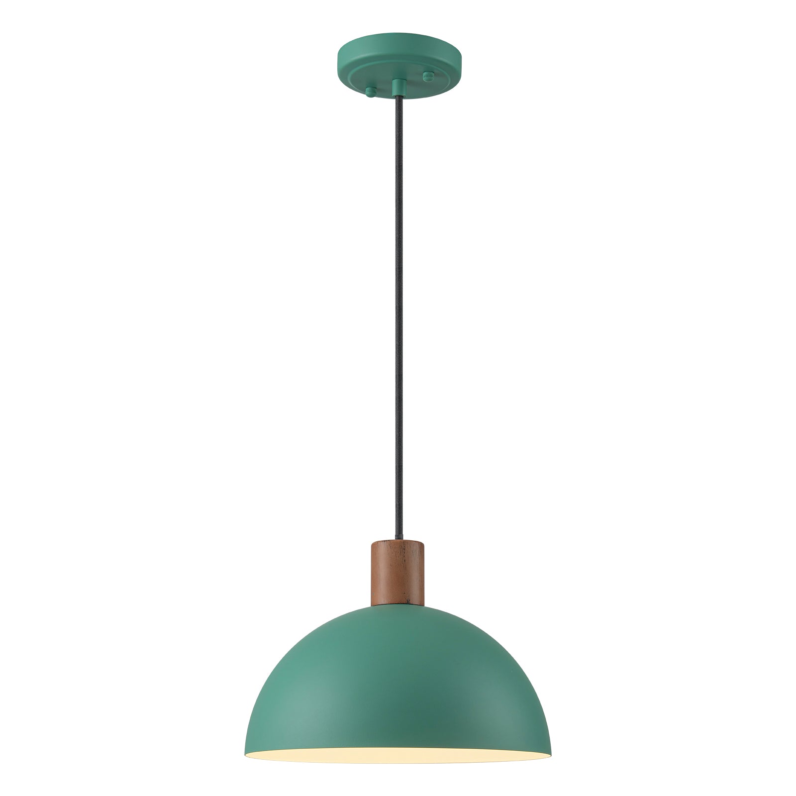 Glowlings 1-Light Modern 11"Wide Green/Black Small Dome Pendant Light
