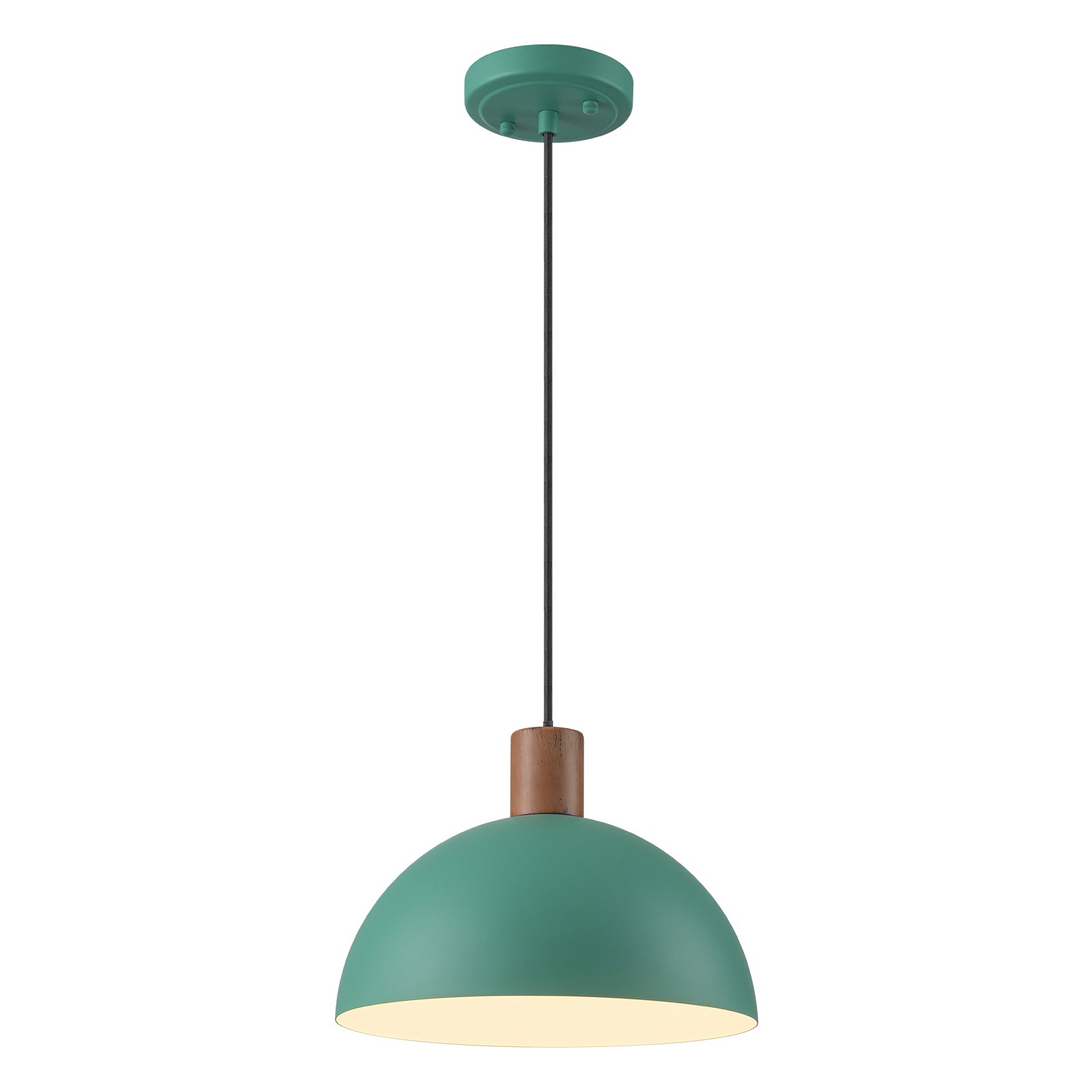 Glowlings 1-Light Modern 11"Wide Green/Black Small Dome Pendant Light