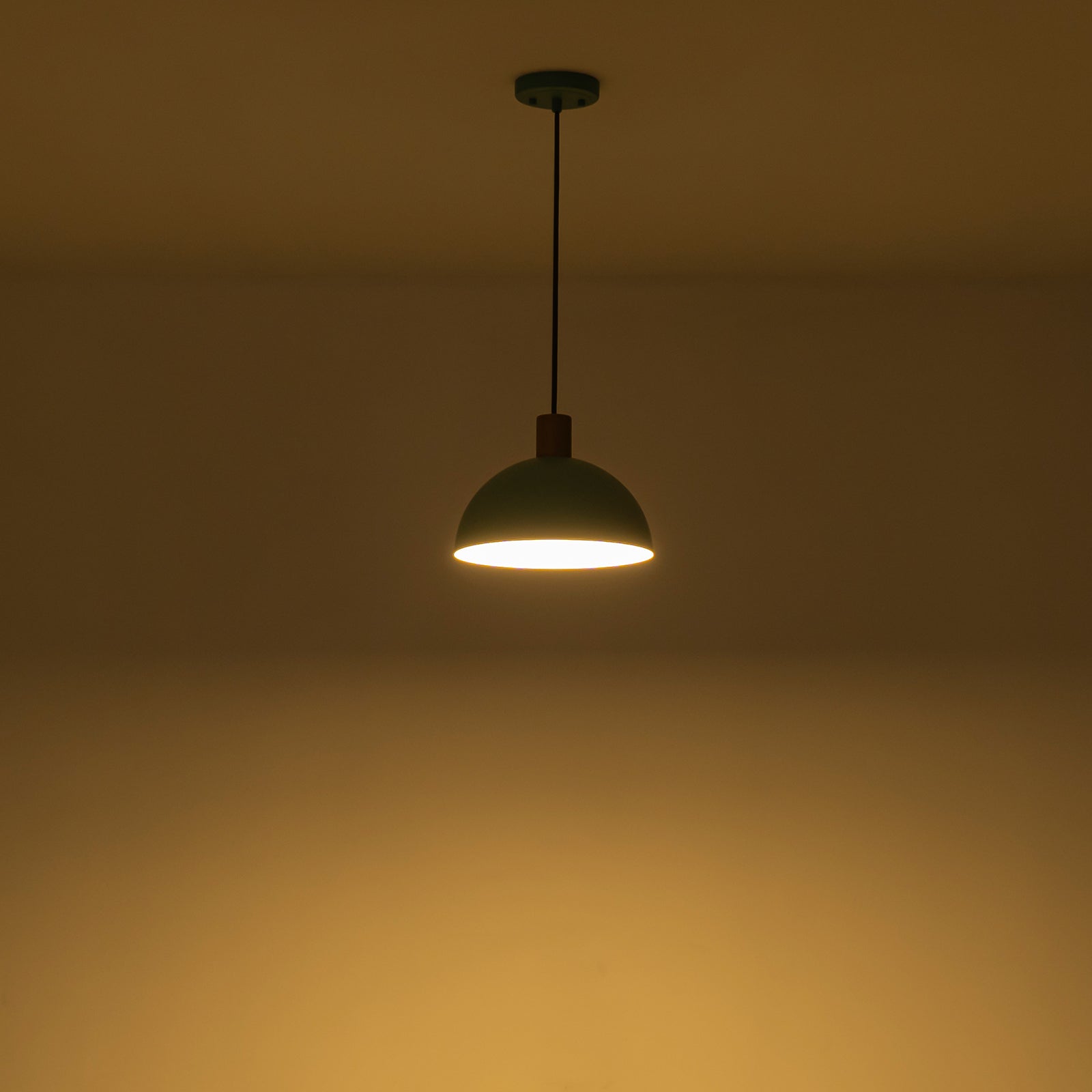Glowlings 1-Light Modern 11"Wide Green/Black Small Dome Pendant Light