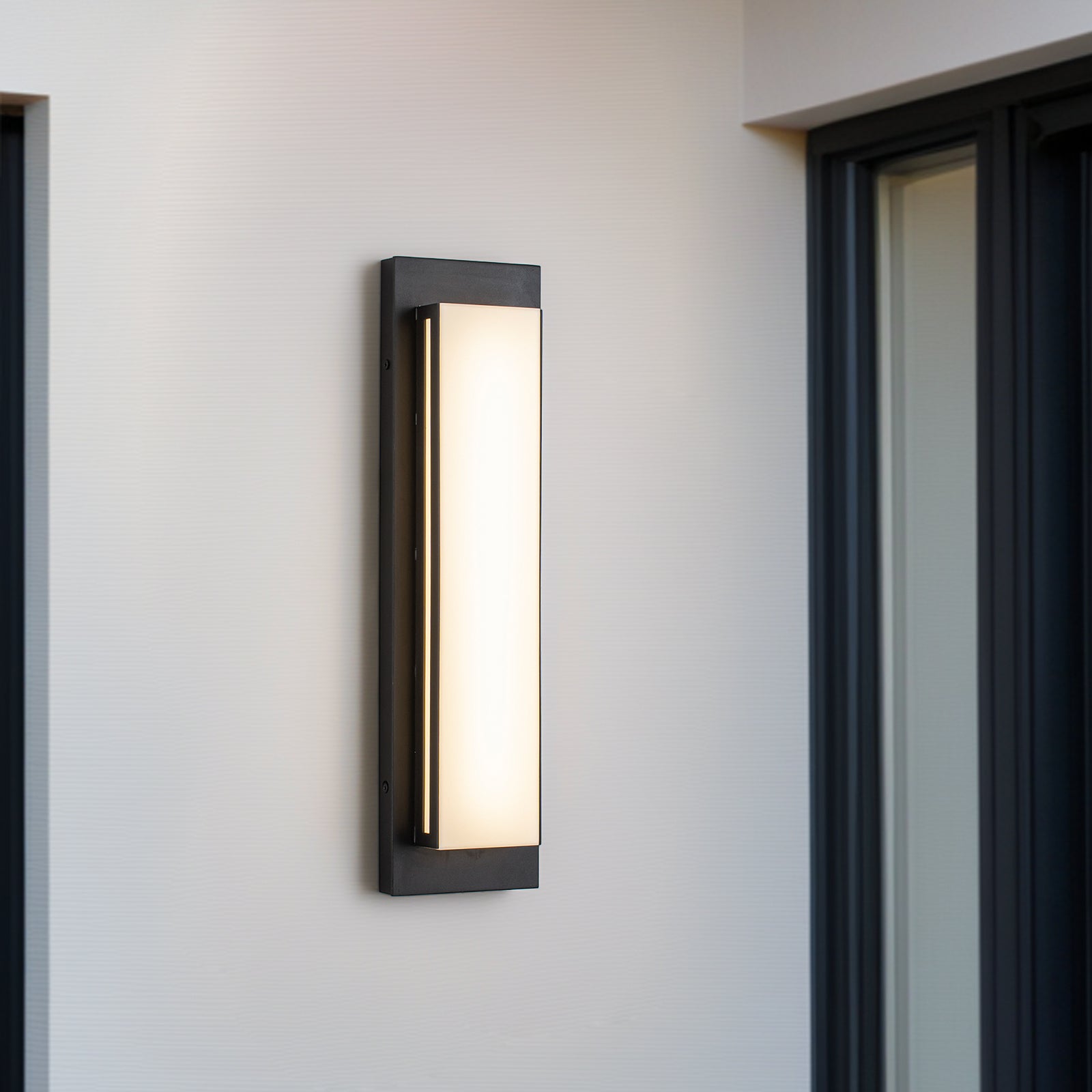 Glowlings 1-Light Modern IP44 Matte Black Linear Warm White 3000K LED Outdoor Wall Sconce