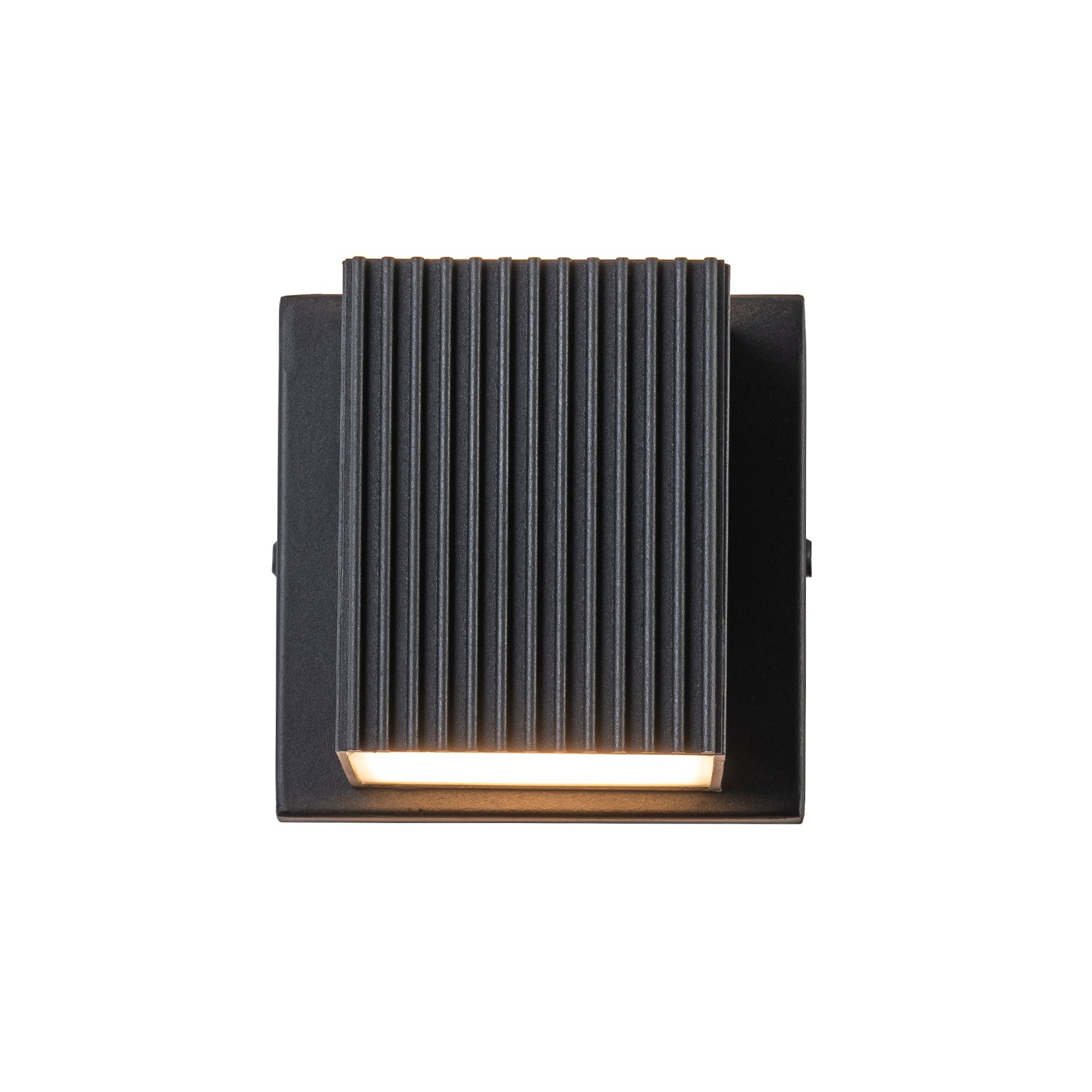 Glowlings 1-Light Modern IP54 Matte Black Small Ribbed Square Outdoor LED Wall Sconce