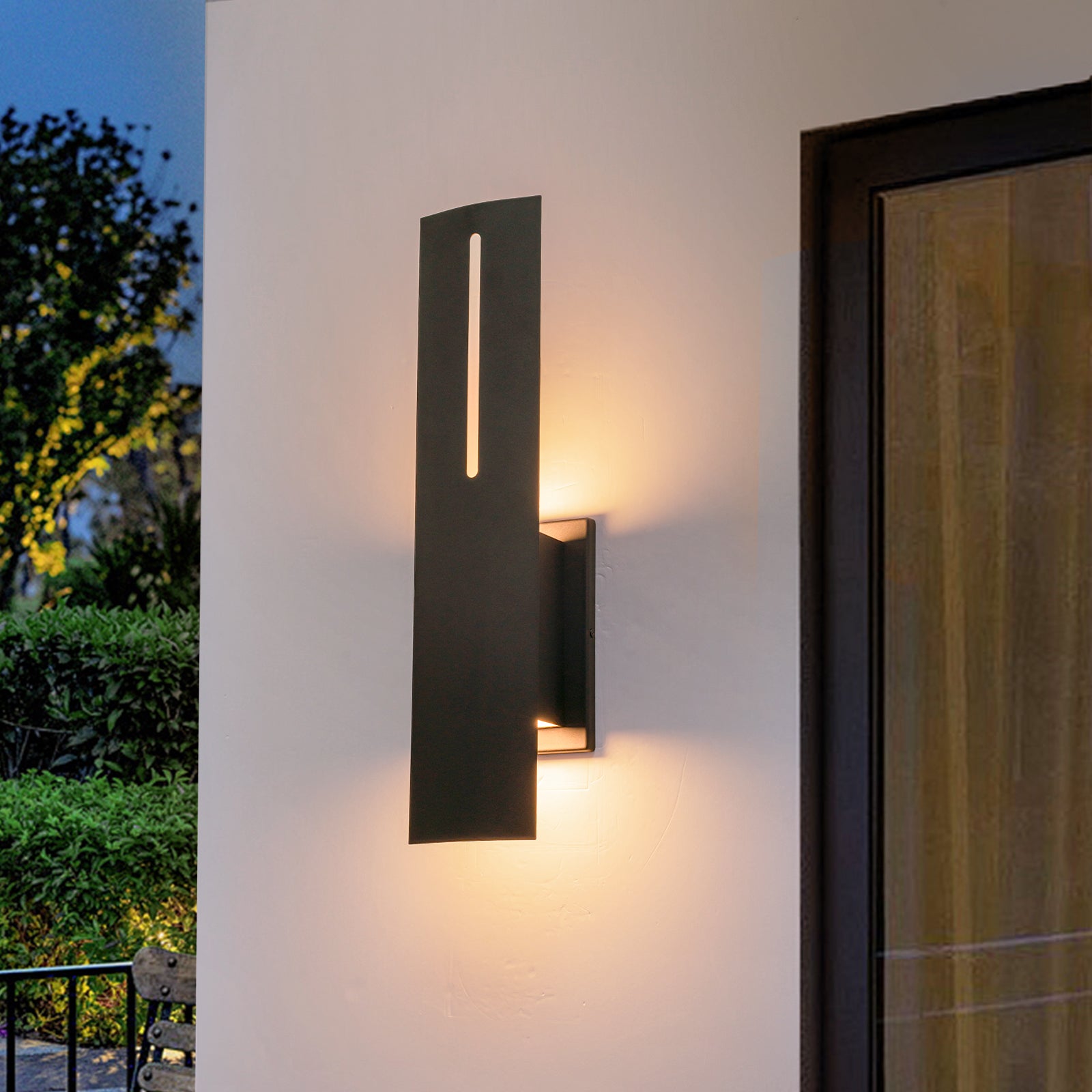 Glowlings 1-Light Modern 20"High IP54 Textured Black Up & Down LED Outdoor Wall Sconce