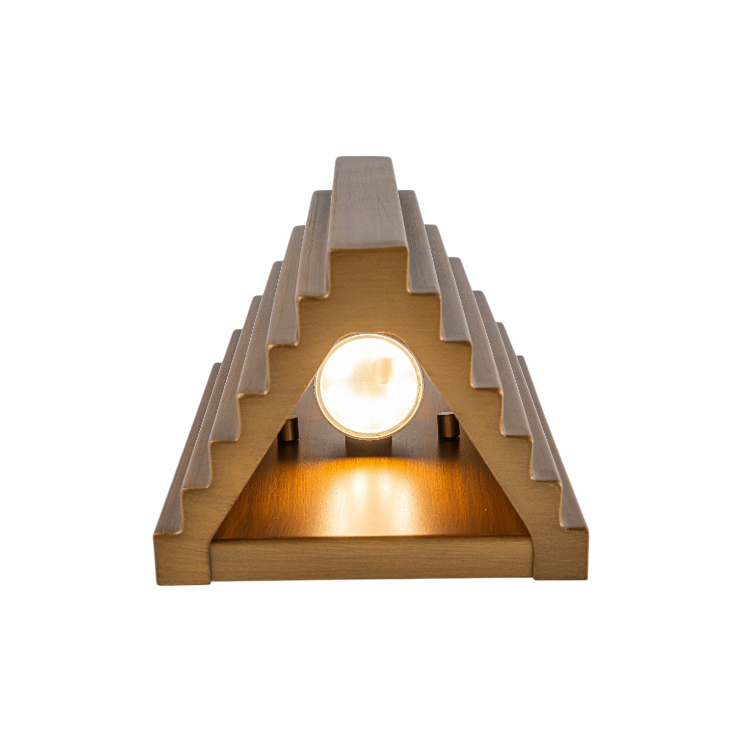 Glowlings 1-Light Modern 10"High IP65 Hand-Brushed Antique Gold Ribbed Fluted Triangle LED Outdoor Wall Sconce
