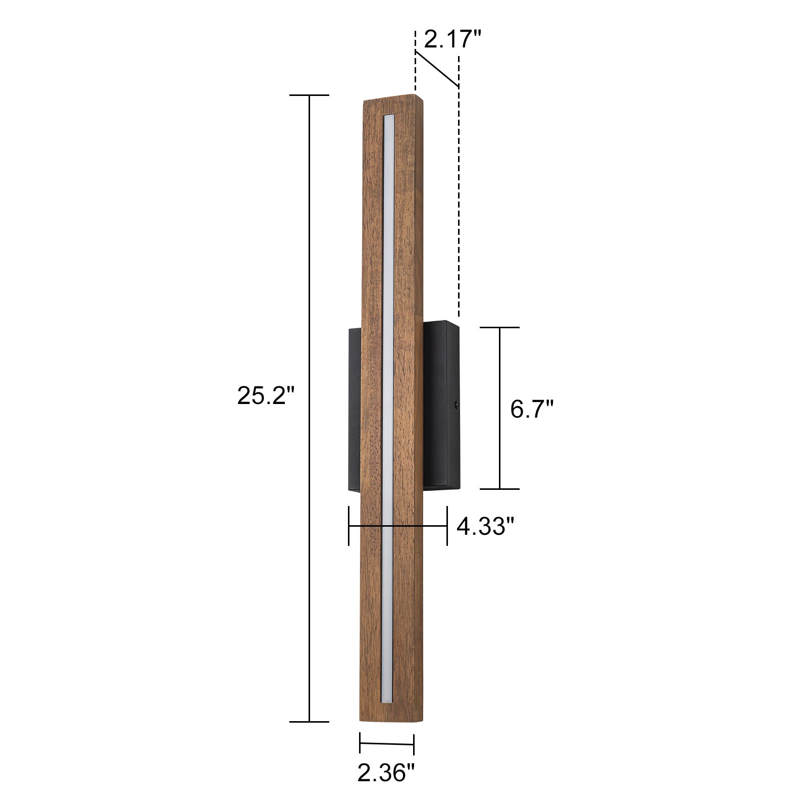 Glowlings 1/2-Light Modern Linear Wooden Indoor LED Wall Sconce