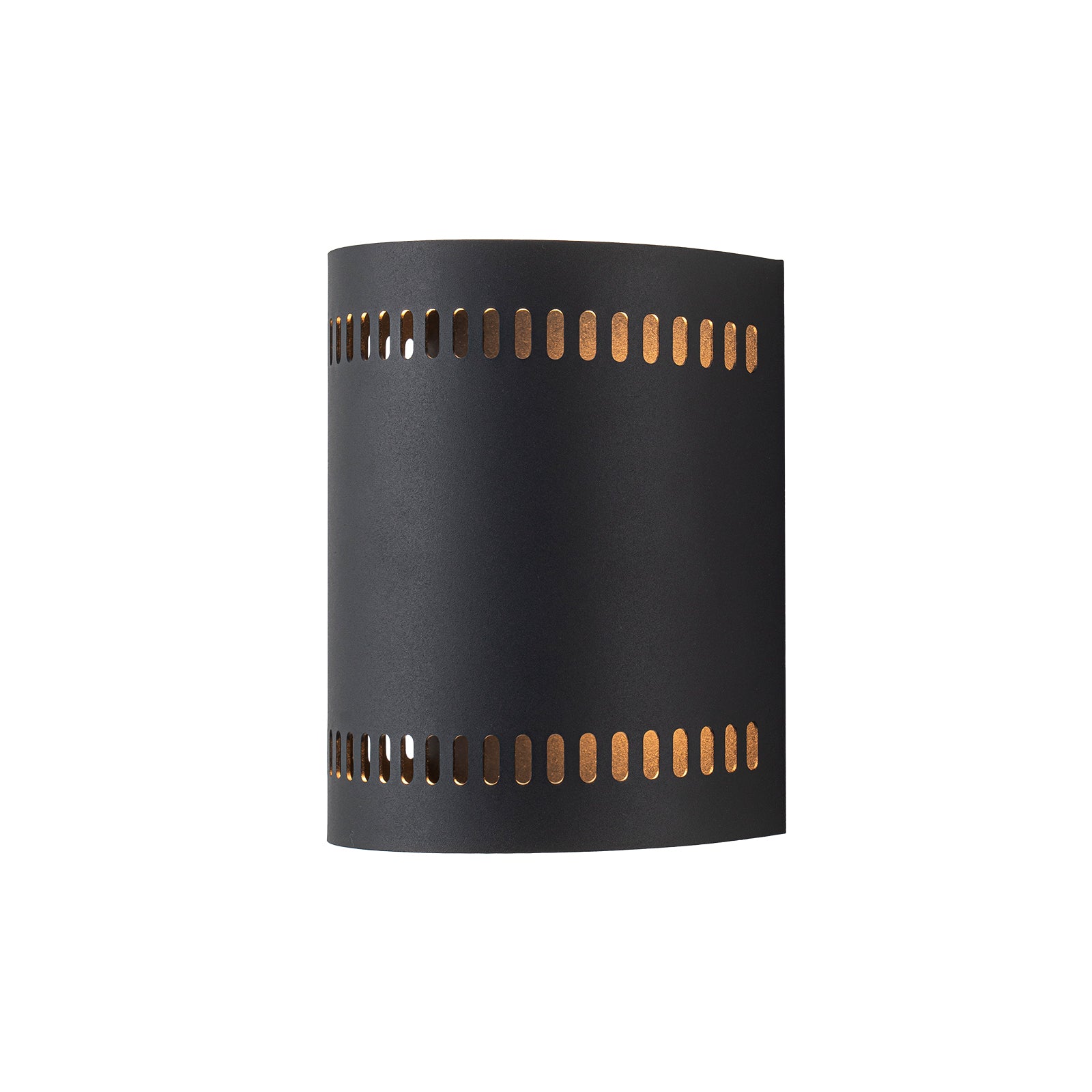 Glowlings 1-Light Modern 7"High IP56 Matte Black Cylinder Punched Hole Outdoor LED Wall Sconce