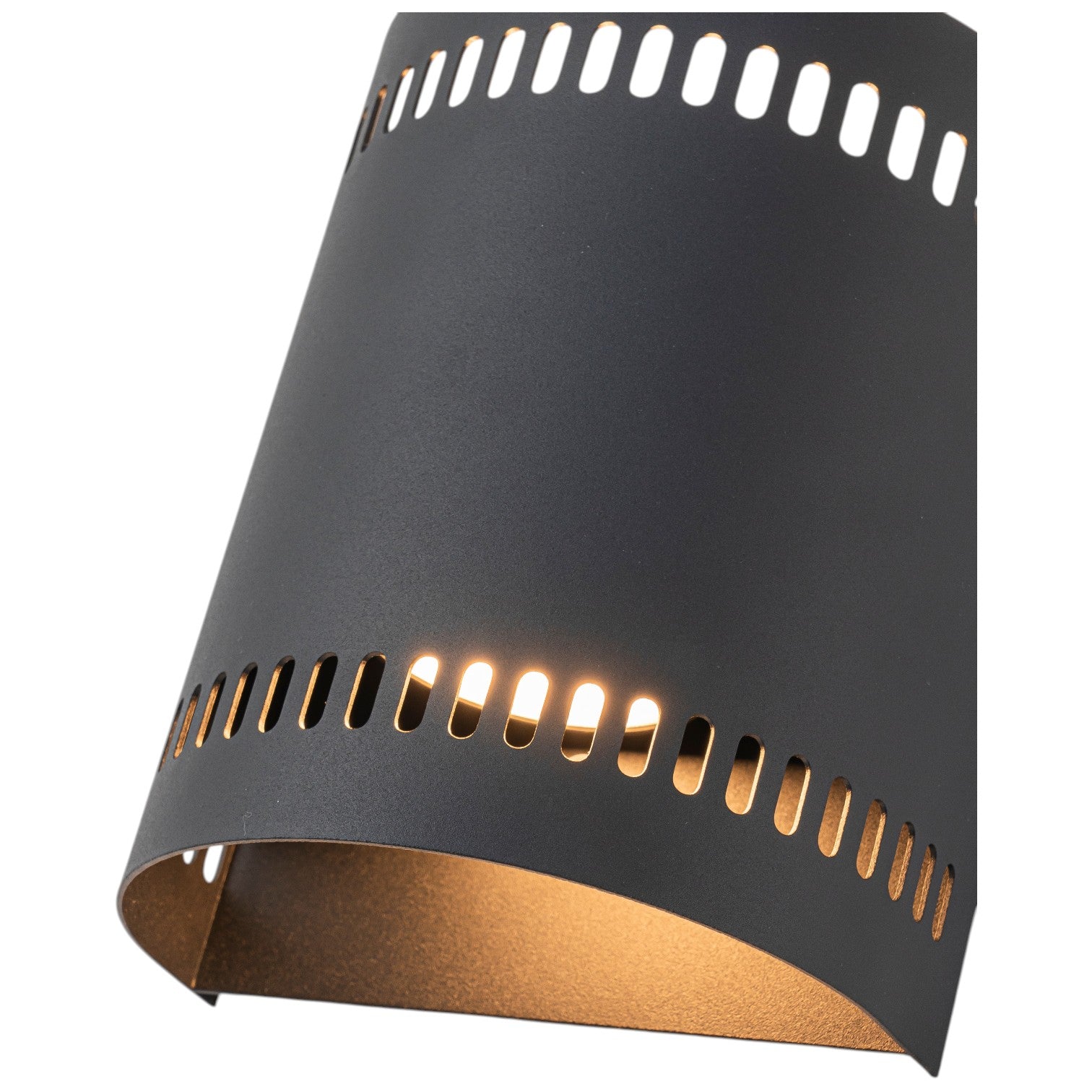 Glowlings 1-Light Modern 7"High IP56 Matte Black Cylinder Punched Hole Outdoor LED Wall Sconce