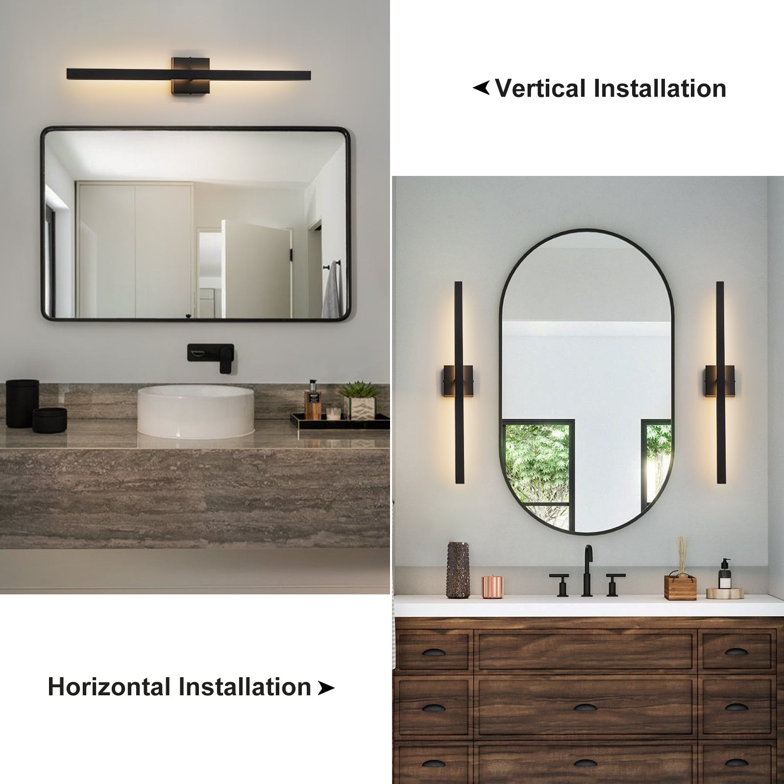 Glowlings 1-flammig, modern, 81,3 cm hoch, IP54, mattschwarz, LED-Wandleuchte für den Innen- und Außenbereich, Bilderleuchte