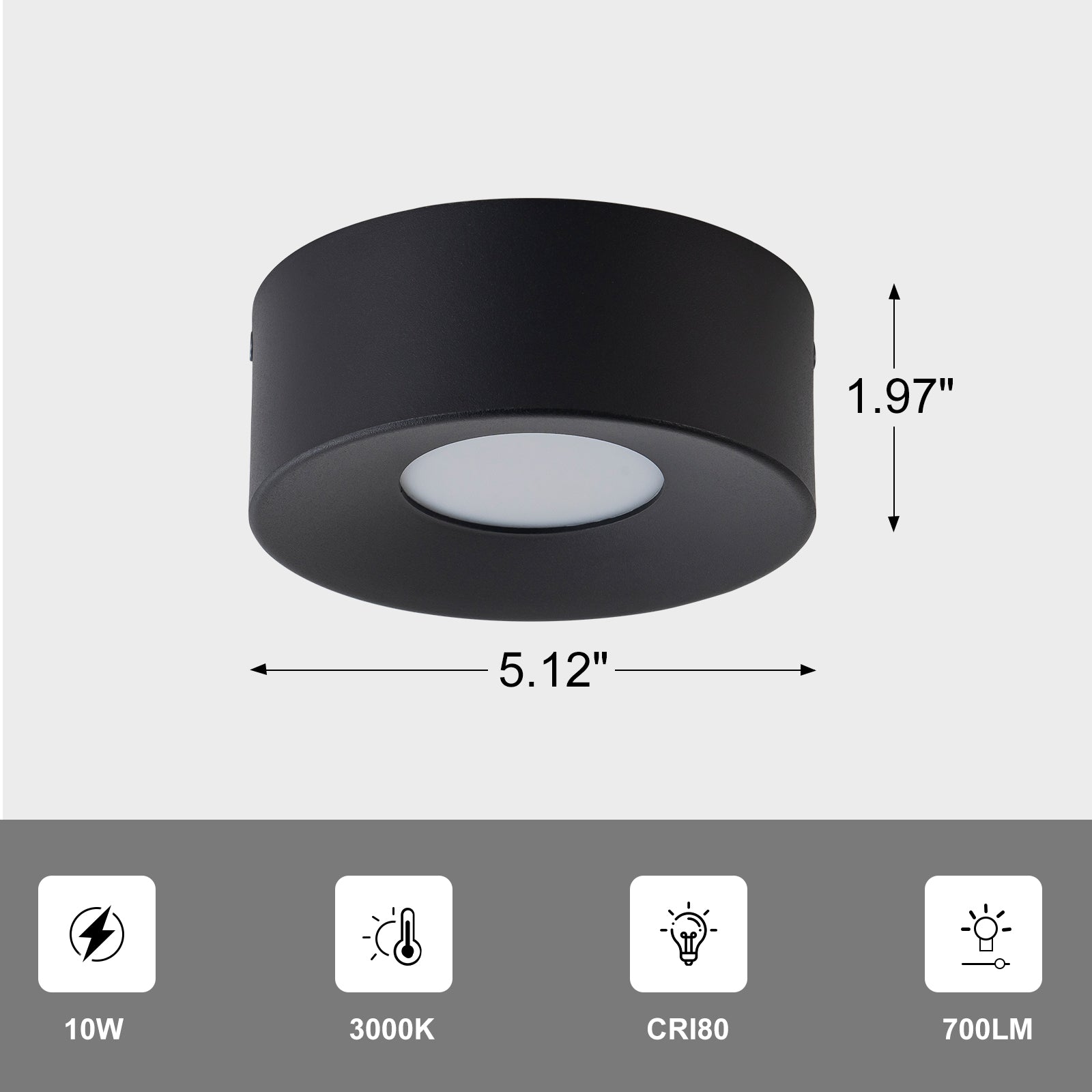 Glowlings 1-flammige, moderne, mattschwarze Mini-LED-Deckenleuchte