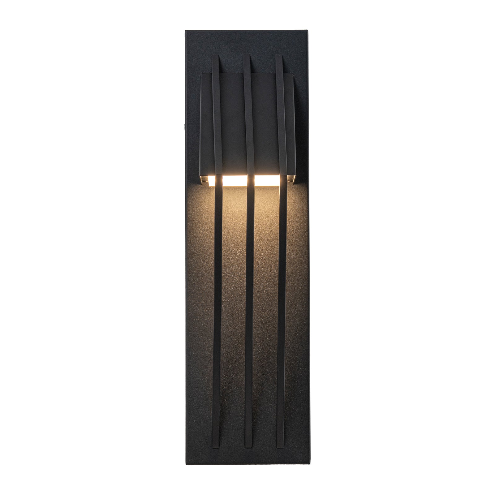 Glowlings 1-Light Modern 18"High Matte Black IP54 Rectangle LED Outdoor Wall Sconce
