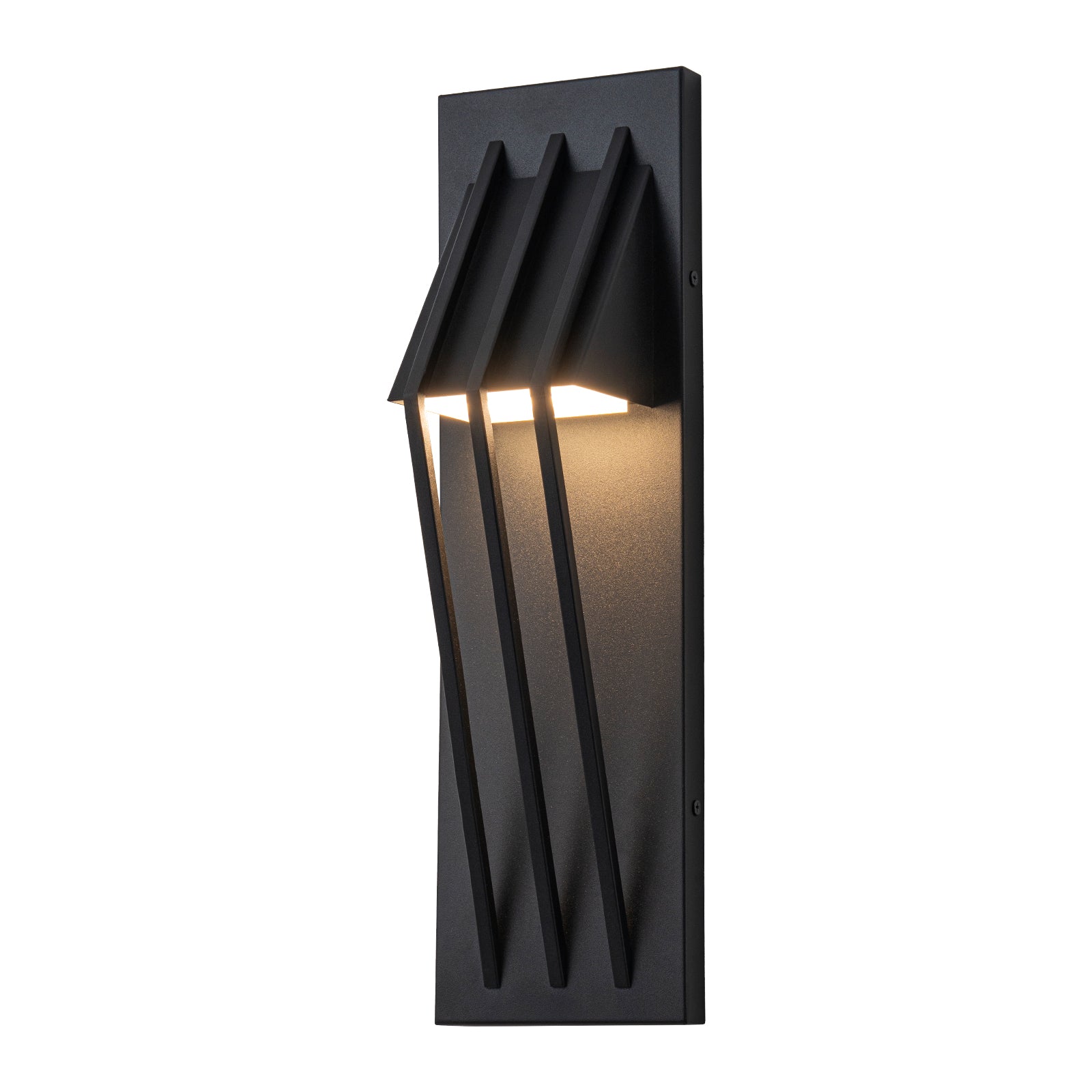 Glowlings 1-Light Modern 18"High Matte Black IP54 Rectangle LED Outdoor Wall Sconce