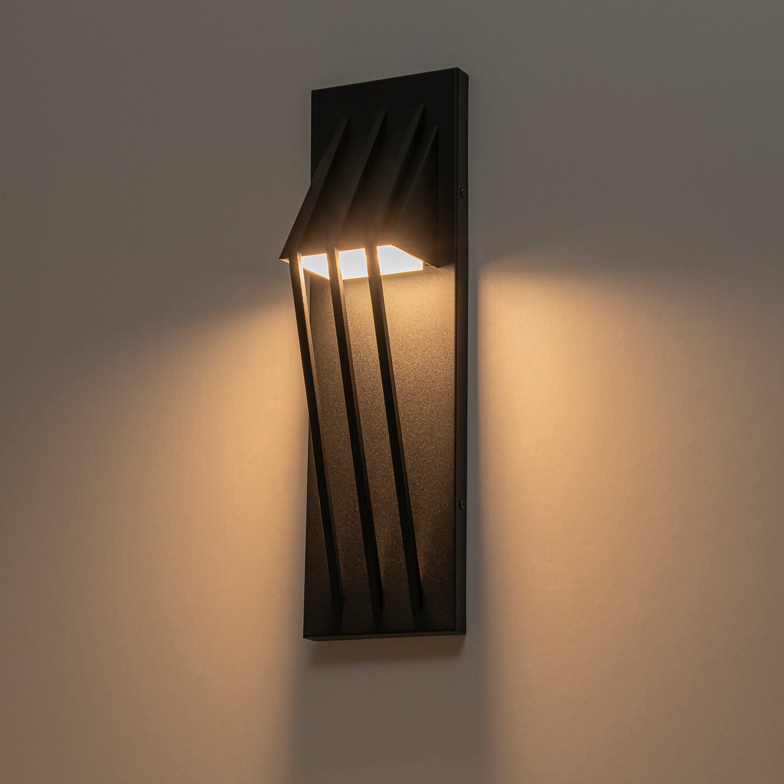 Glowlings 1-Light Modern 18"High Matte Black IP54 Rectangle LED Outdoor Wall Sconce