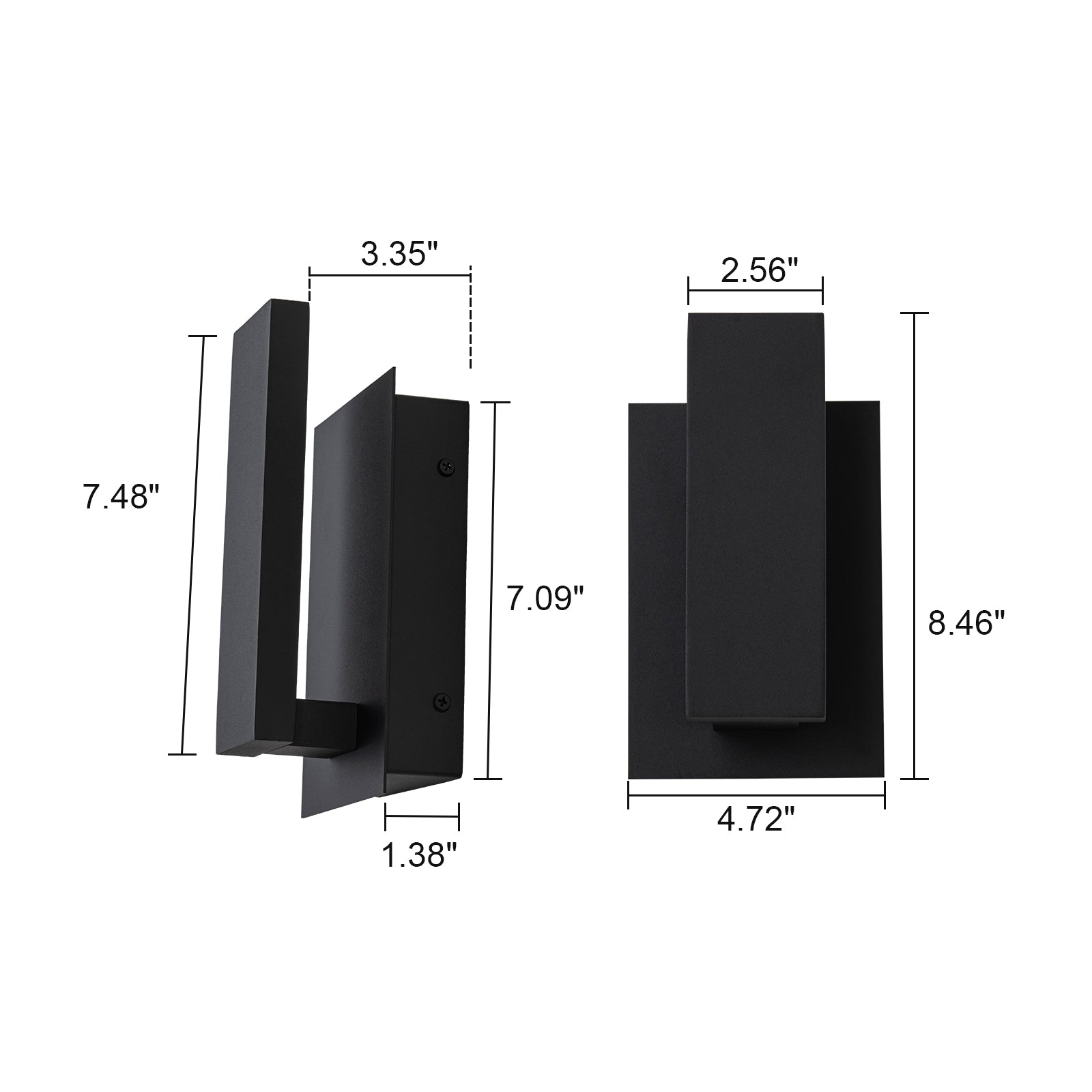 Glowlings 1-flammige, moderne, rechteckige, mattschwarze LED-Wandleuchte für den Außenbereich