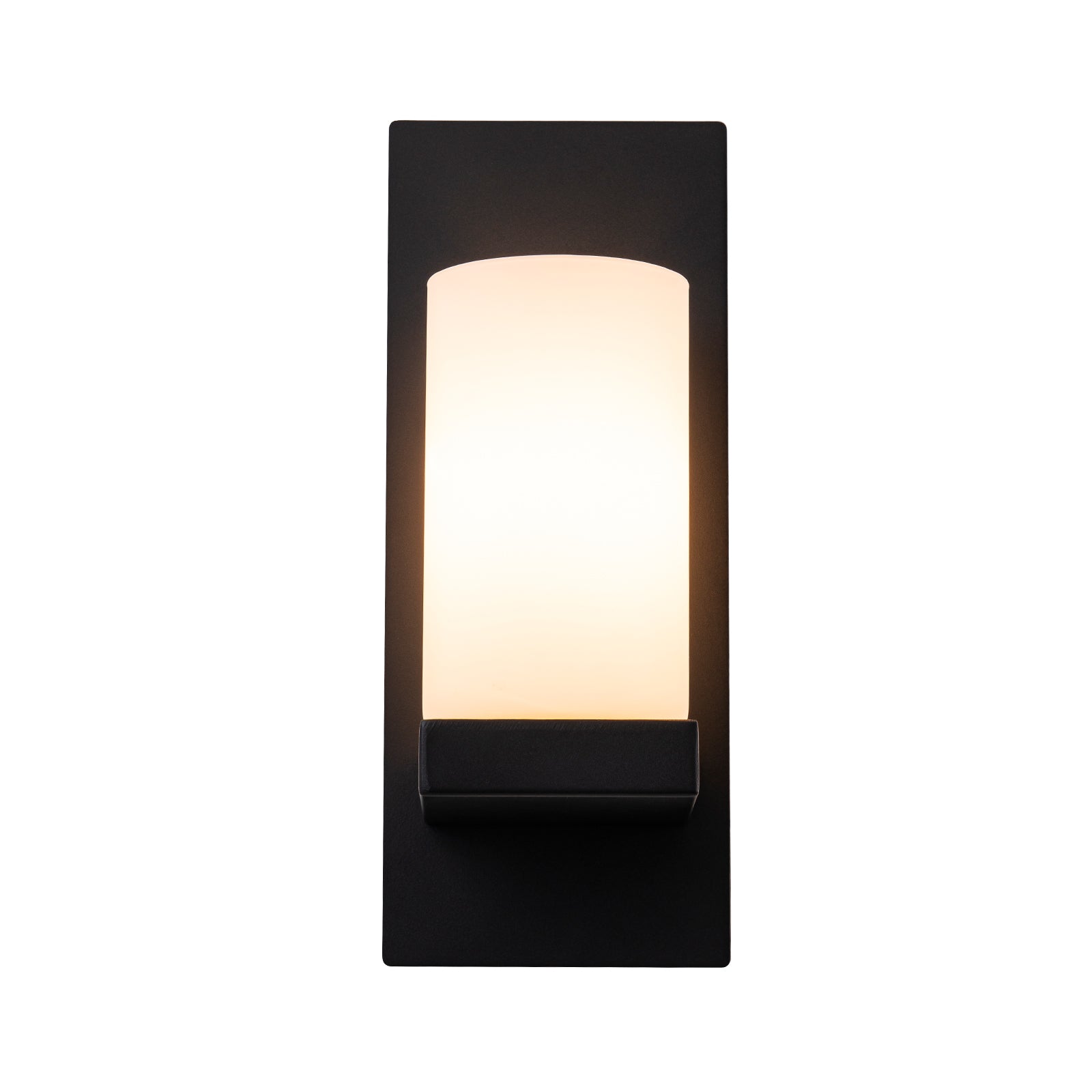 Glowlings 1-Light Modern Matte Black Wall Sconce with Cylinder Frosted Glass Shade