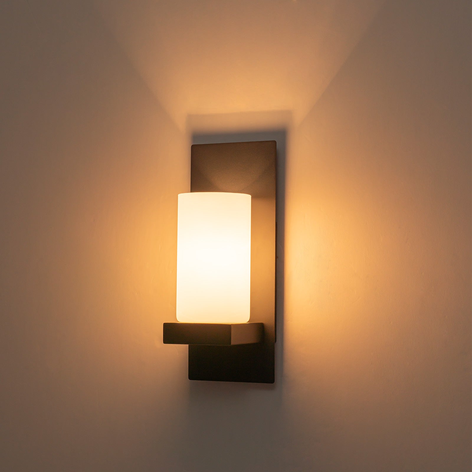 Glowlings 1-Light Modern Matte Black Wall Sconce with Cylinder Frosted Glass Shade