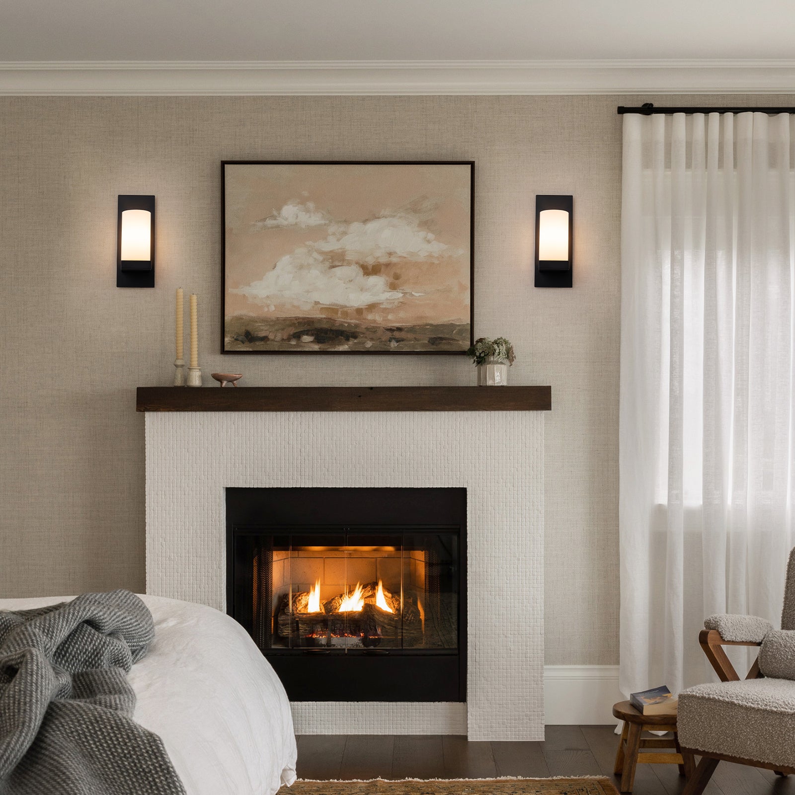 Glowlings 1-Light Modern Matte Black Wall Sconce with Cylinder Frosted Glass Shade
