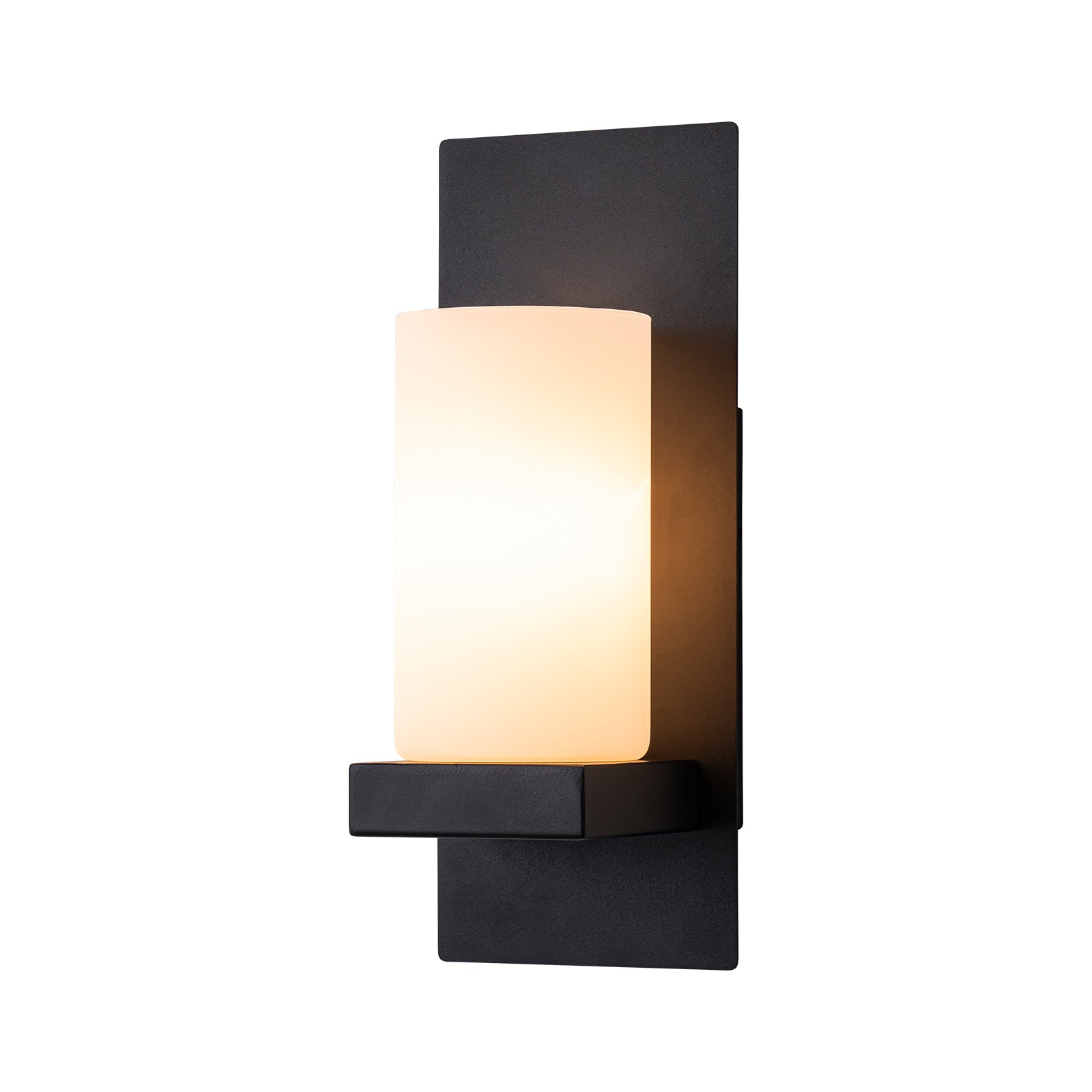Glowlings 1-Light Modern Matte Black Wall Sconce with Cylinder Frosted Glass Shade