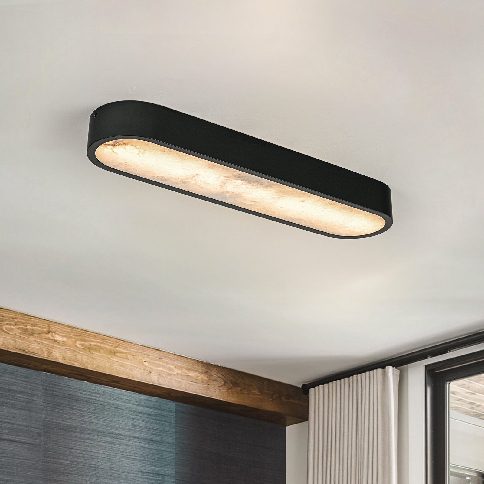 Glowlings 1-flammige, moderne 24" breite LED-Deckenleuchte aus Alabaster-Marmor