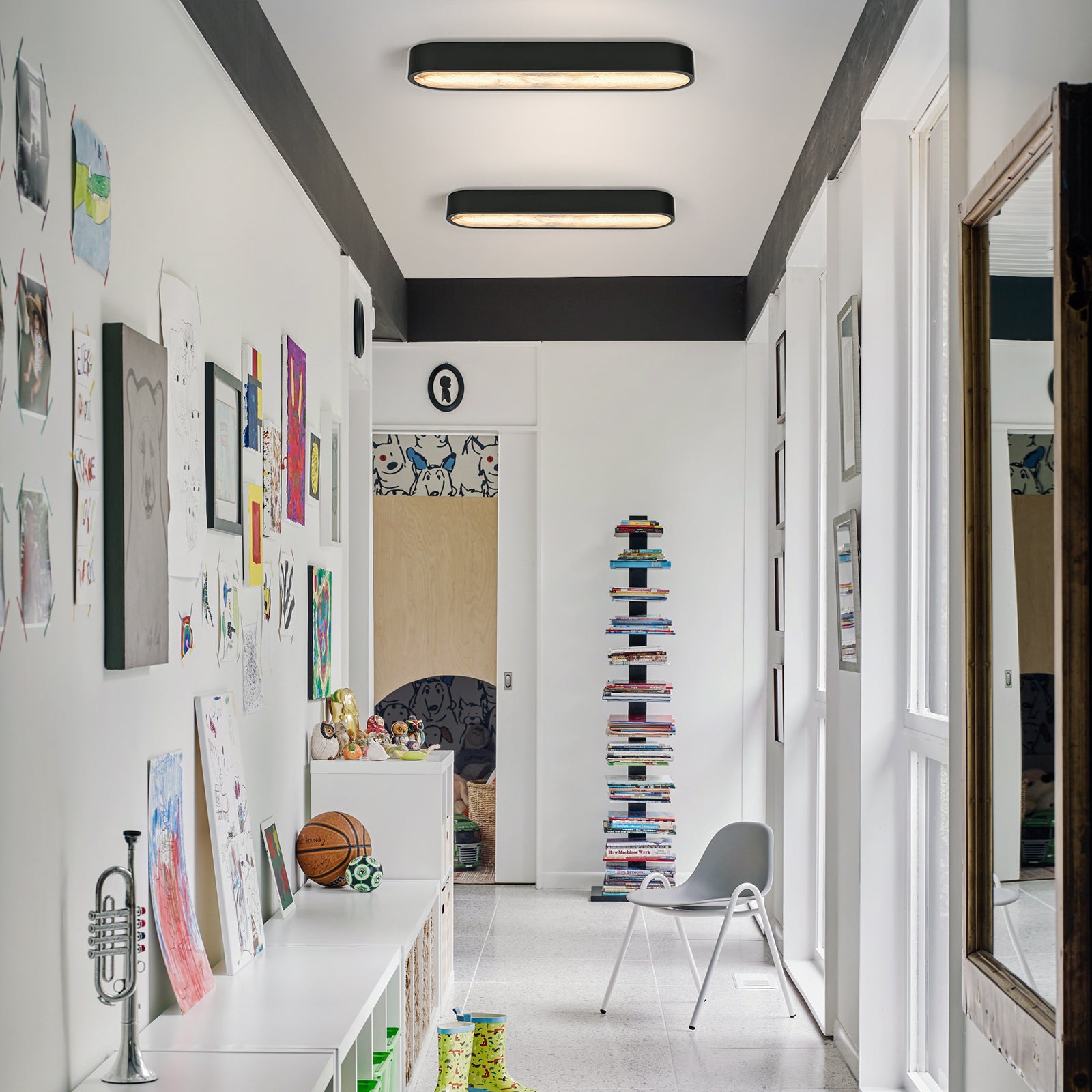Glowlings 1-flammige, moderne 24" breite LED-Deckenleuchte aus Alabaster-Marmor