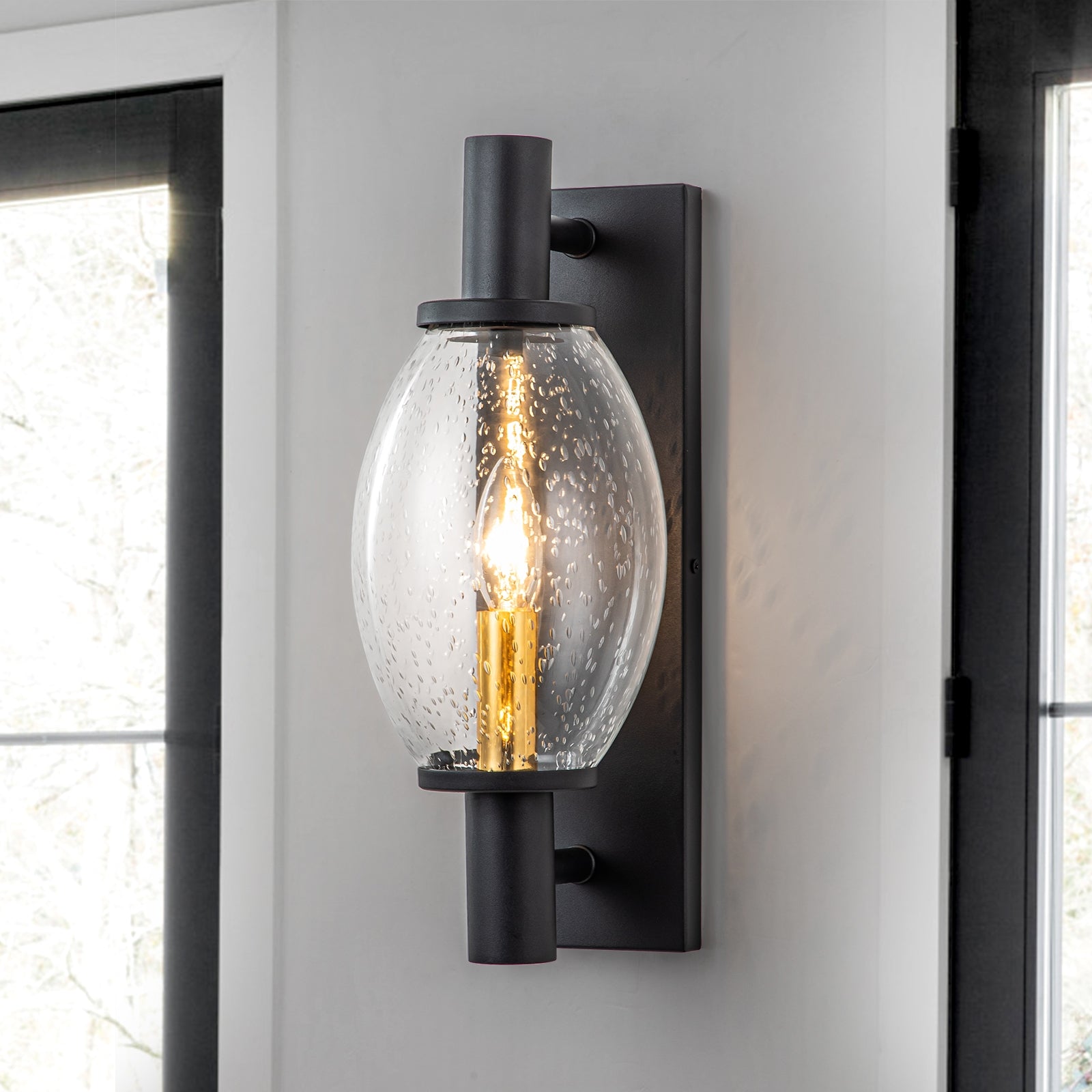 Seeded glass wall sconce hot sale