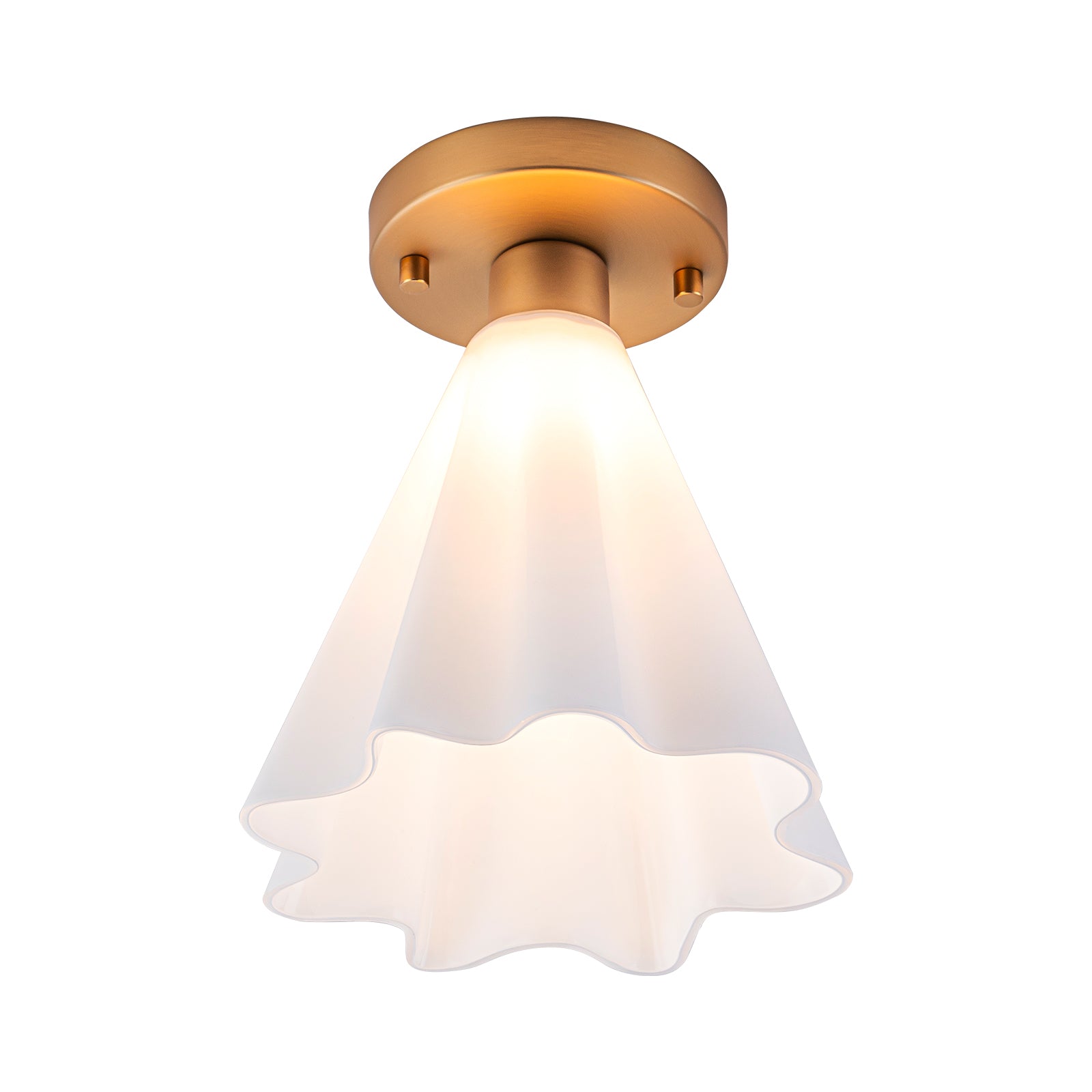 Glowlings 1-Light Modern Opal Glass Cone Flower Flush Mount Ceiling Light