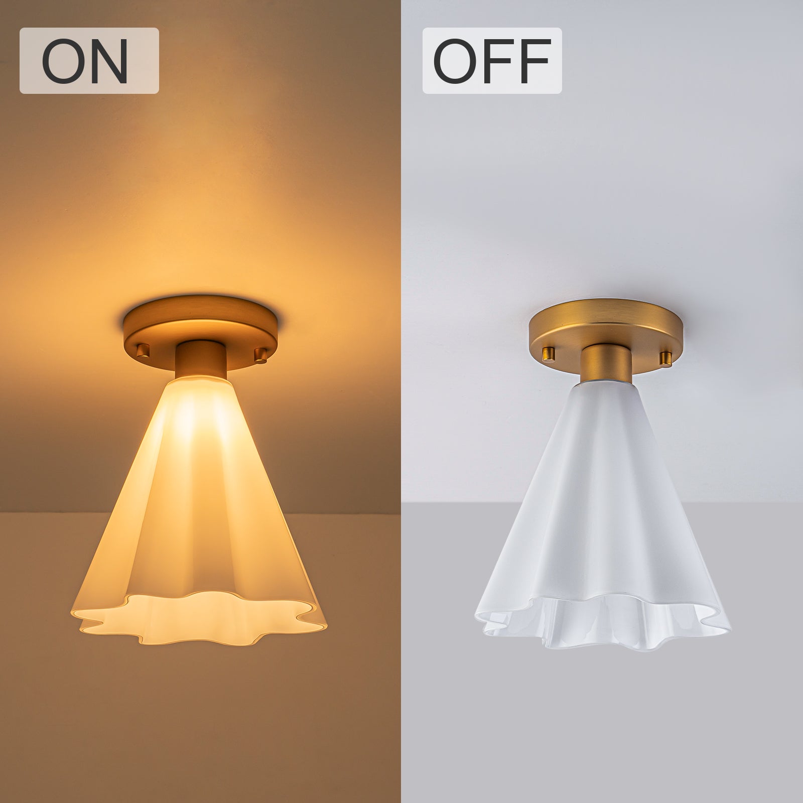 Glowlings 1-Light Modern Opal Glass Cone Flower Flush Mount Ceiling Light