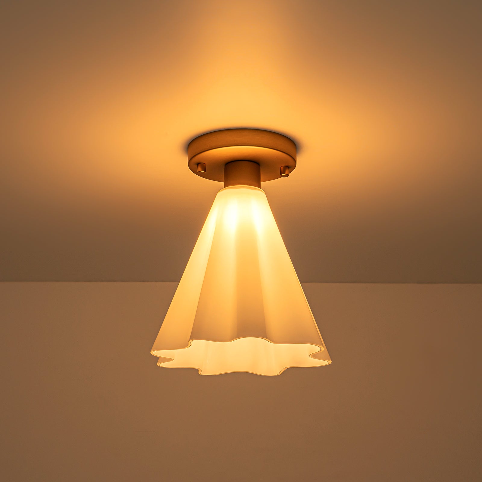 Glowlings 1-Light Modern Opal Glass Cone Flower Flush Mount Ceiling Light