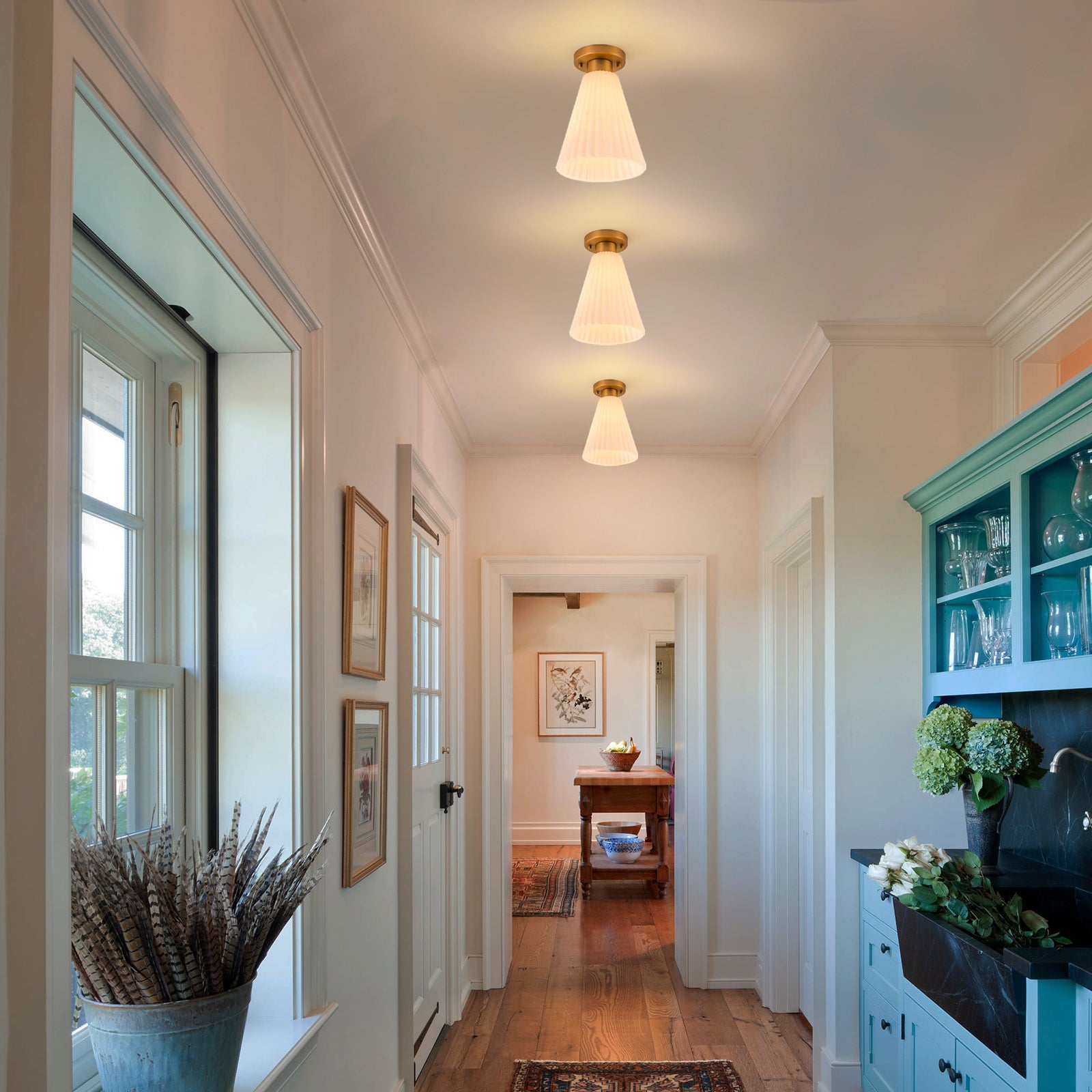 Glowlings 1-Light Modern Opal Glass Cone Flower Flush Mount Ceiling Light