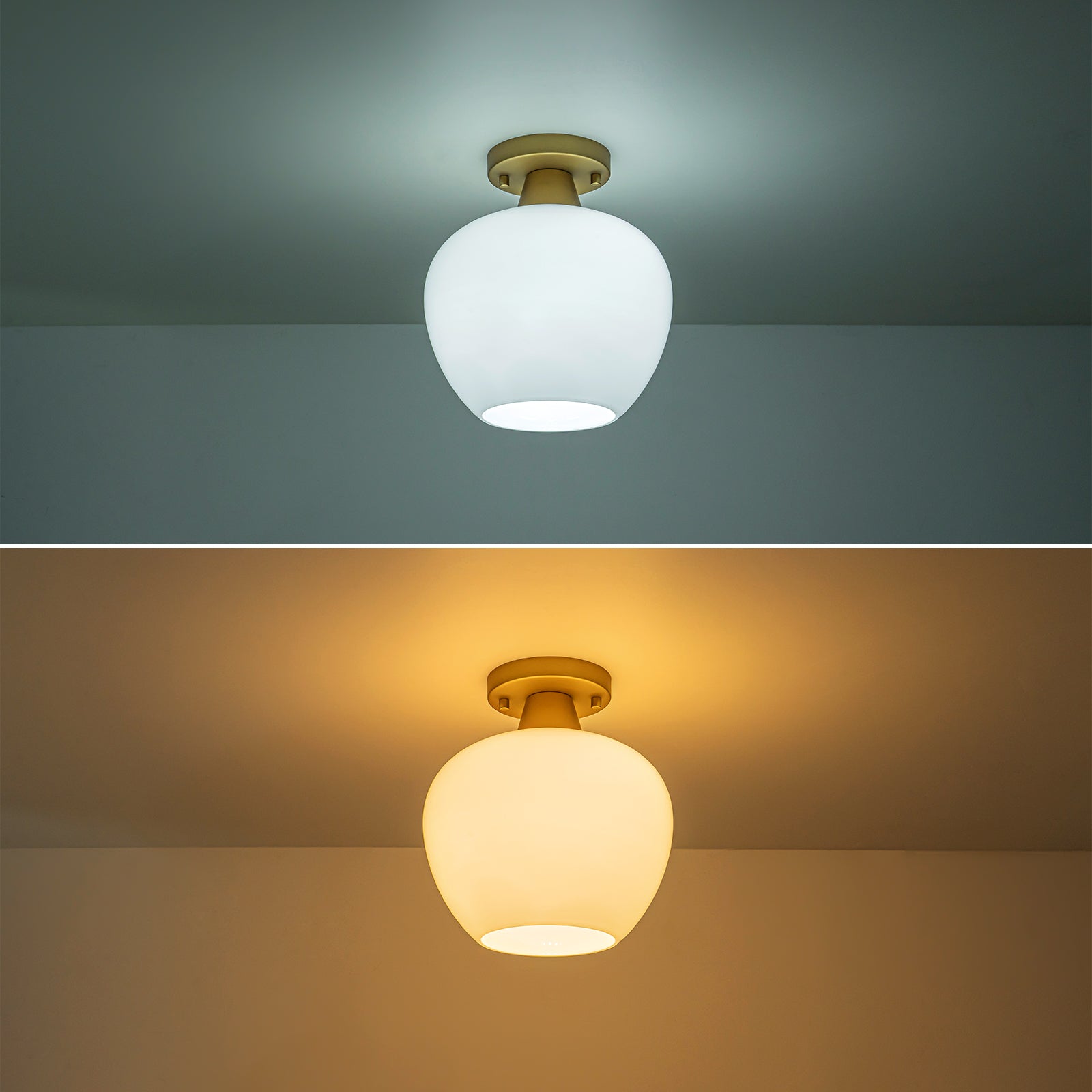 Glowlings 1-Light Modern Opal Glass Small Semi-Flush Mount Ceiling Light
