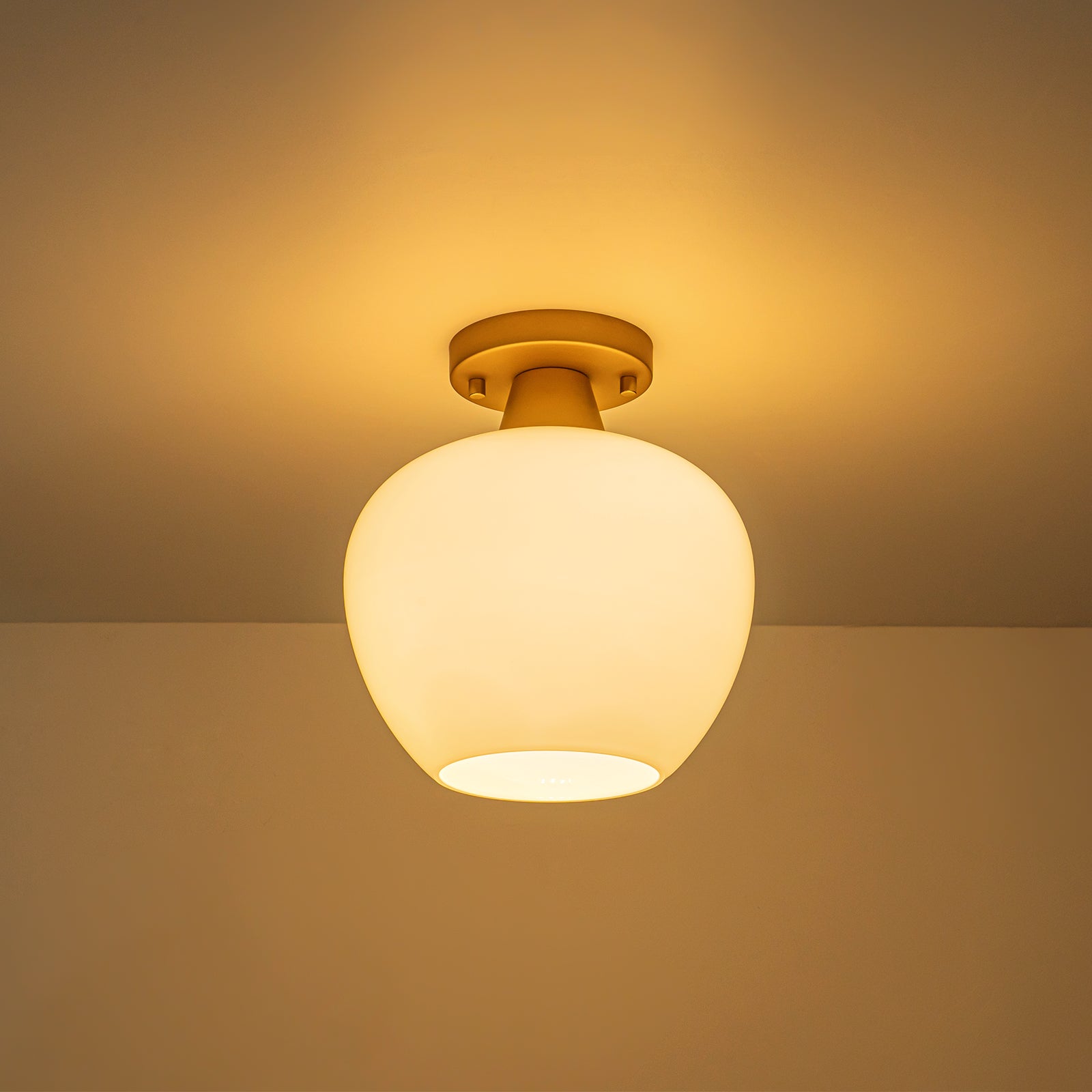 Glowlings 1-Light Modern Opal Glass Small Semi-Flush Mount Ceiling Light
