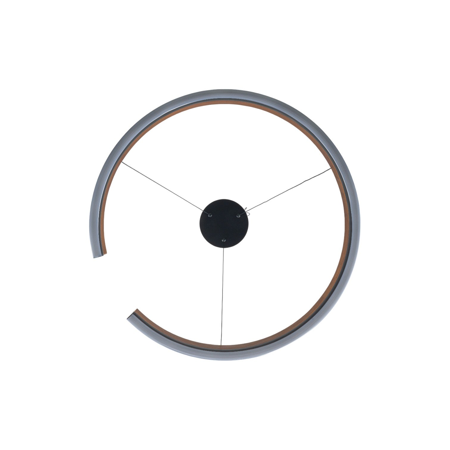 Glowlings 1-Light Modern 24"Wide Open Ring 3000K Dimmable LED Walnut Wood Pendant Light