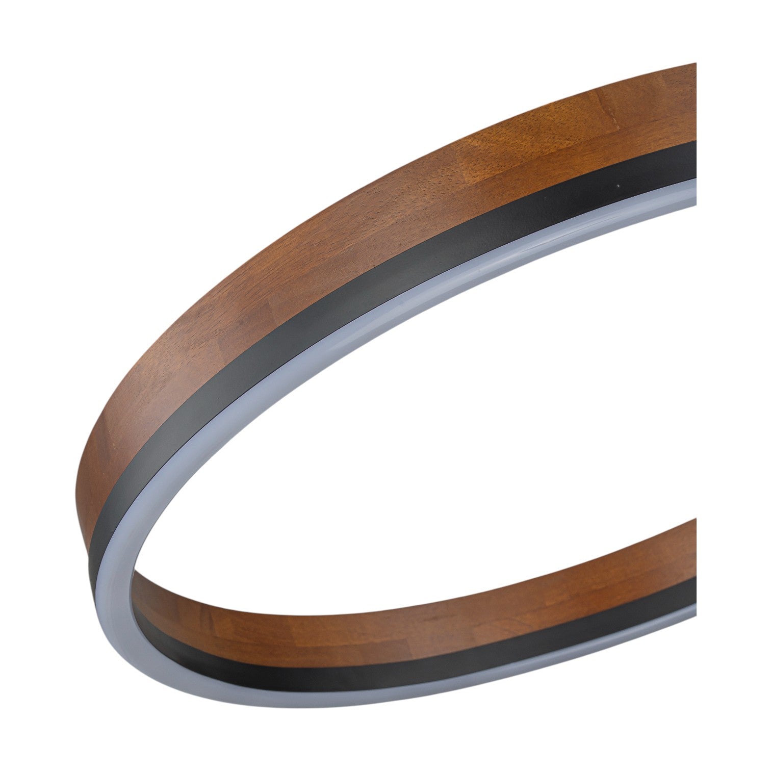 Glowlings 1-Light Modern 24"Wide Open Ring 3000K Dimmable LED Walnut Wood Pendant Light