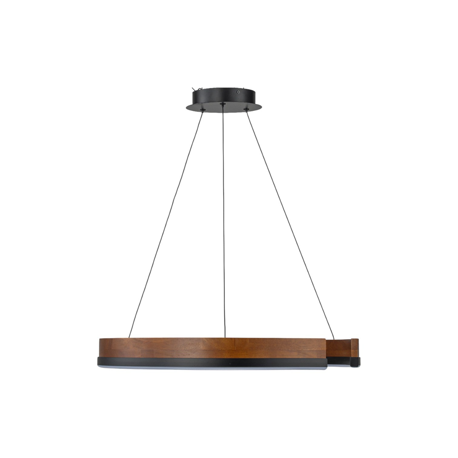 Glowlings 1-Light Modern 24"Wide Open Ring 3000K Dimmable LED Walnut Wood Pendant Light