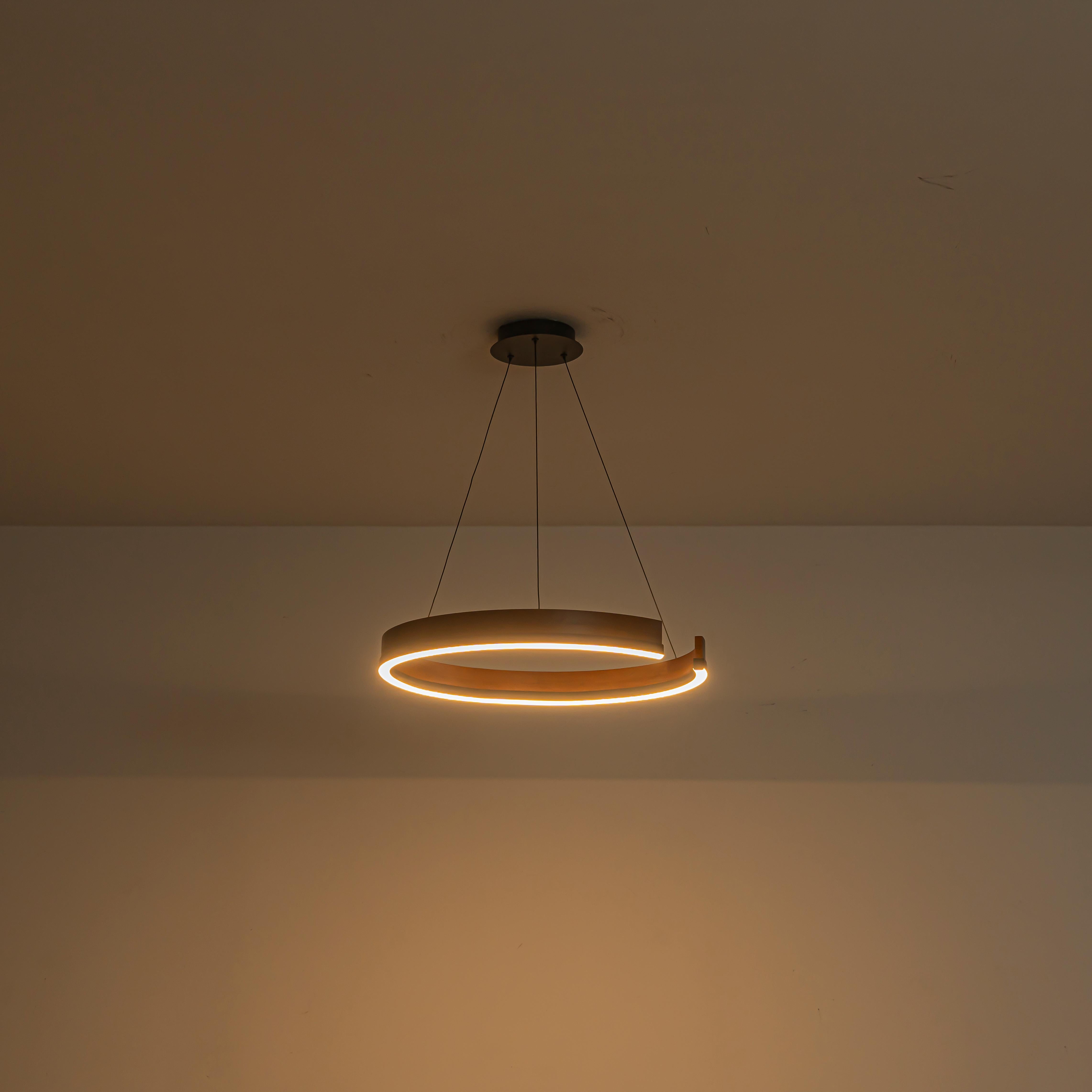 Glowlings 1-Light Modern 24"Wide Open Ring 3000K Dimmable LED Walnut Wood Pendant Light