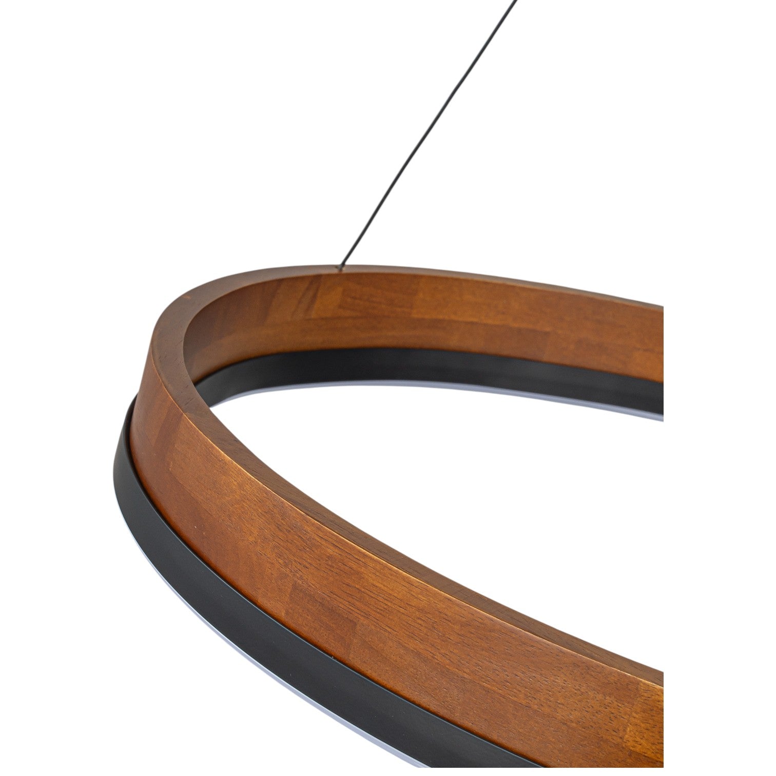 Glowlings 1-Light Modern 24"Wide Open Ring 3000K Dimmable LED Walnut Wood Pendant Light