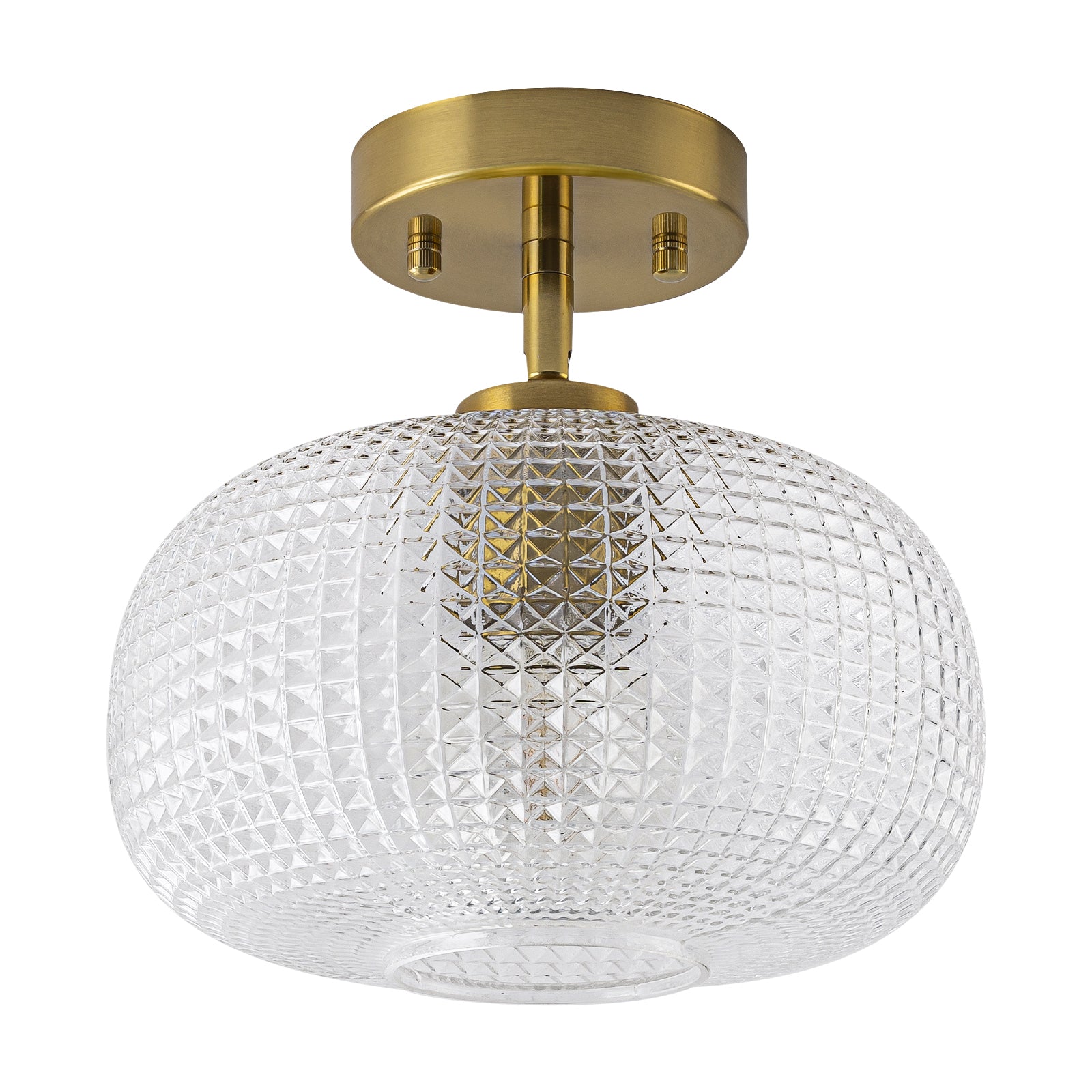 Glowlings 1-Light Modern Prismatic Clear Glass Globe Small Semi Flush Mount