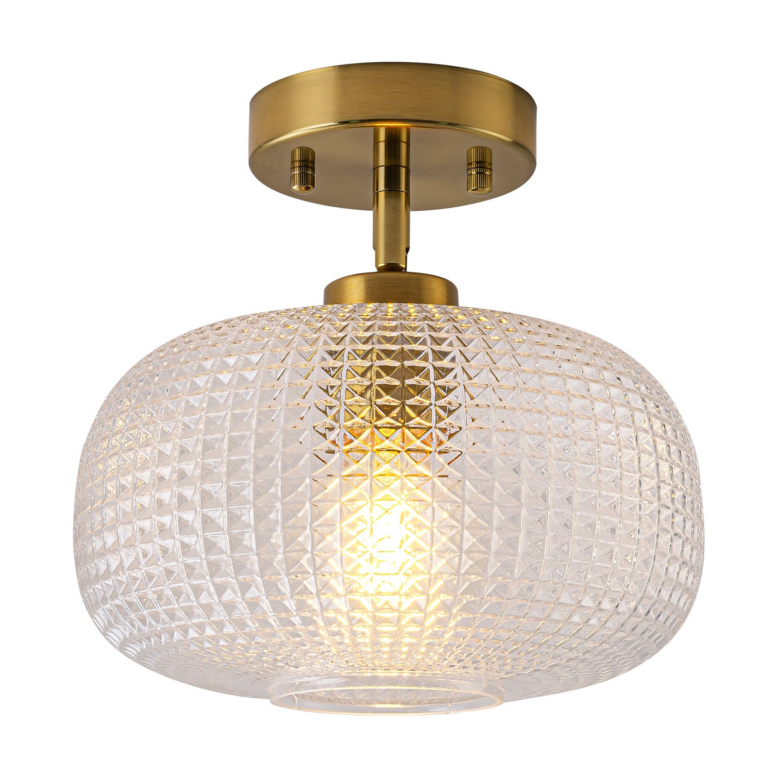Glowlings 1-Light Modern Prismatic Clear Glass Globe Small Semi Flush Mount
