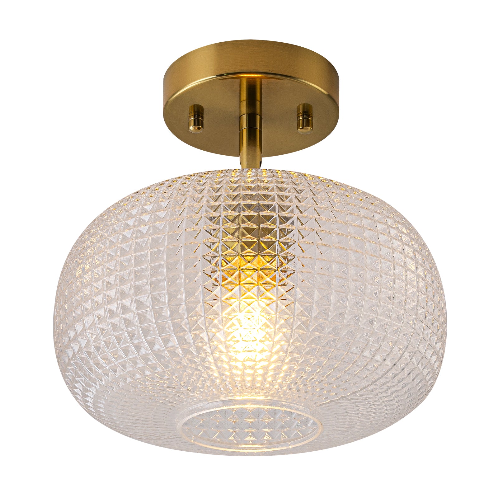 Glowlings 1-Light Modern Prismatic Clear Glass Globe Small Semi Flush Mount