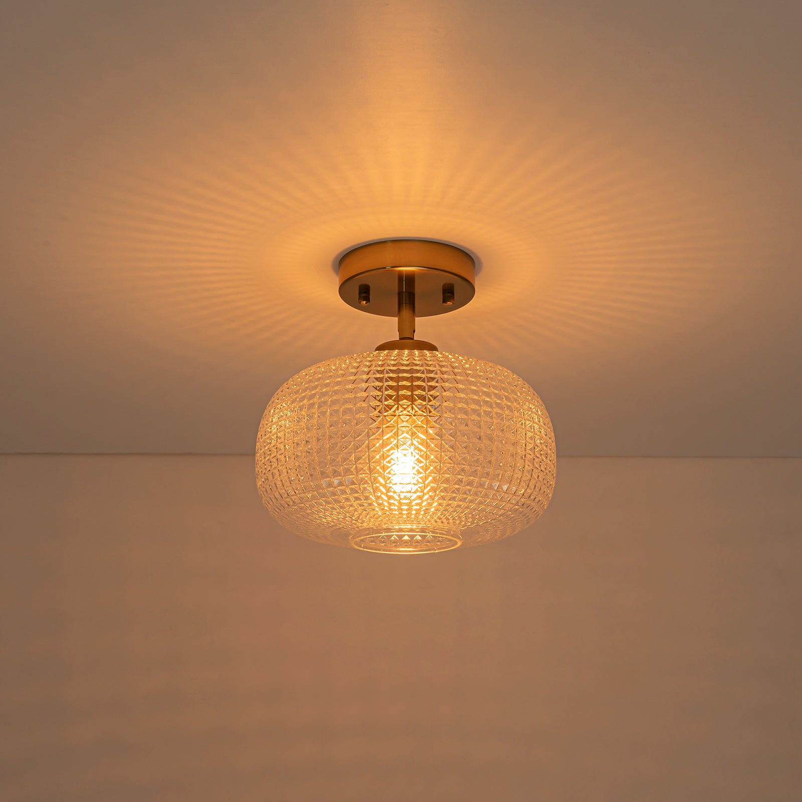 Glowlings 1-Light Modern Prismatic Clear Glass Globe Small Semi Flush Mount