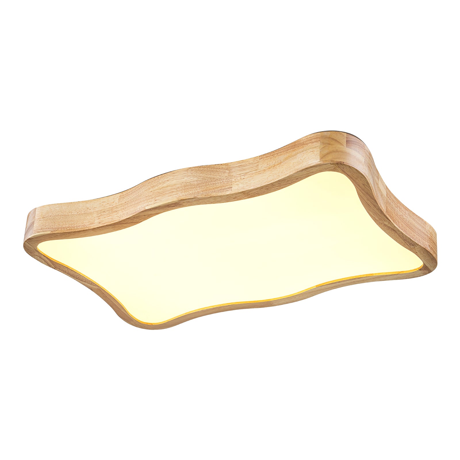 Glowlings 1-Light Modern 24"Wide Rectangle Organic Wood LED Flush Mount Ceiling Light