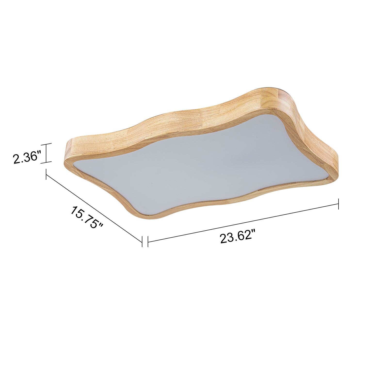 Glowlings 1-Light Modern 24"Wide Rectangle Organic Wood LED Flush Mount Ceiling Light