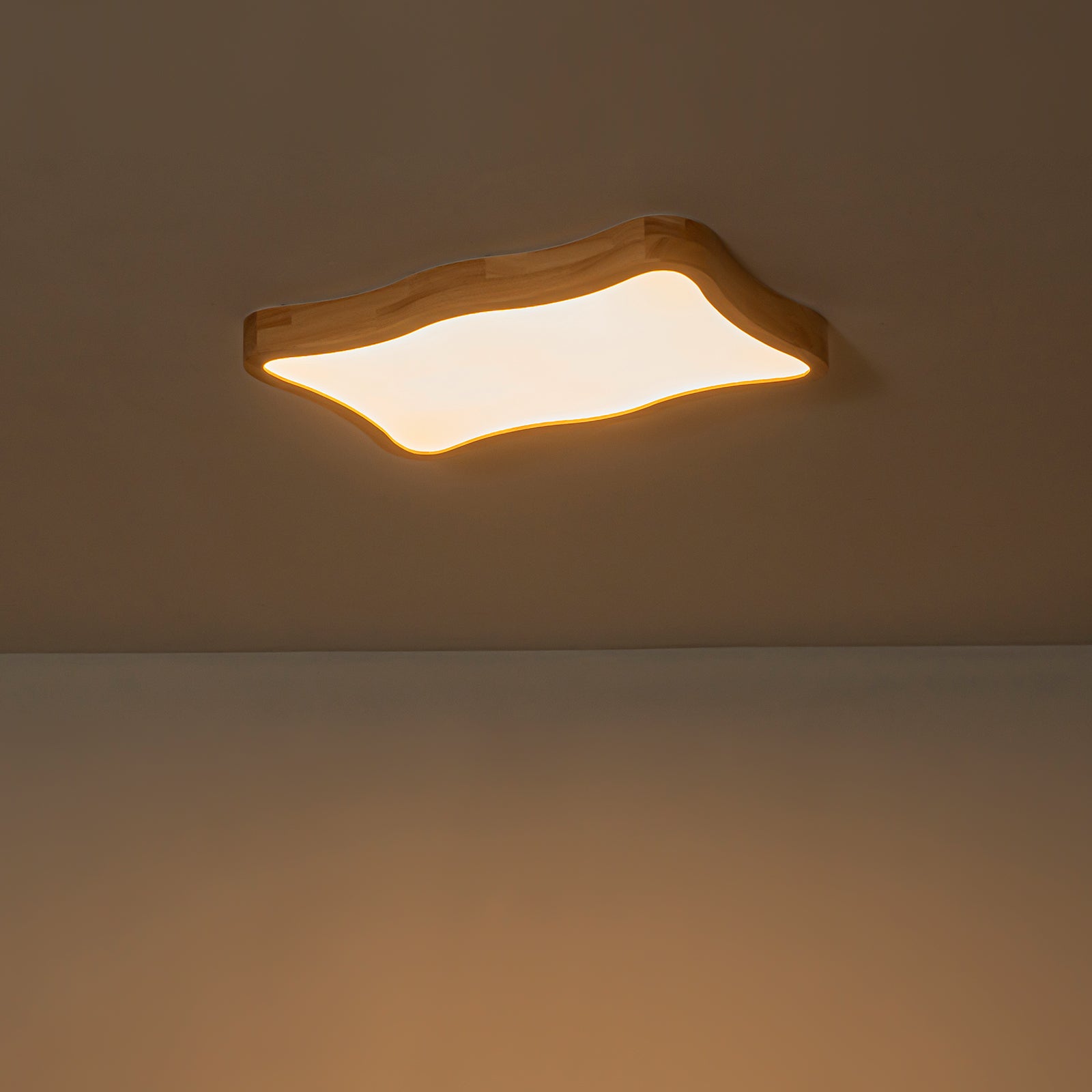 Glowlings 1-Light Modern 24"Wide Rectangle Organic Wood LED Flush Mount Ceiling Light