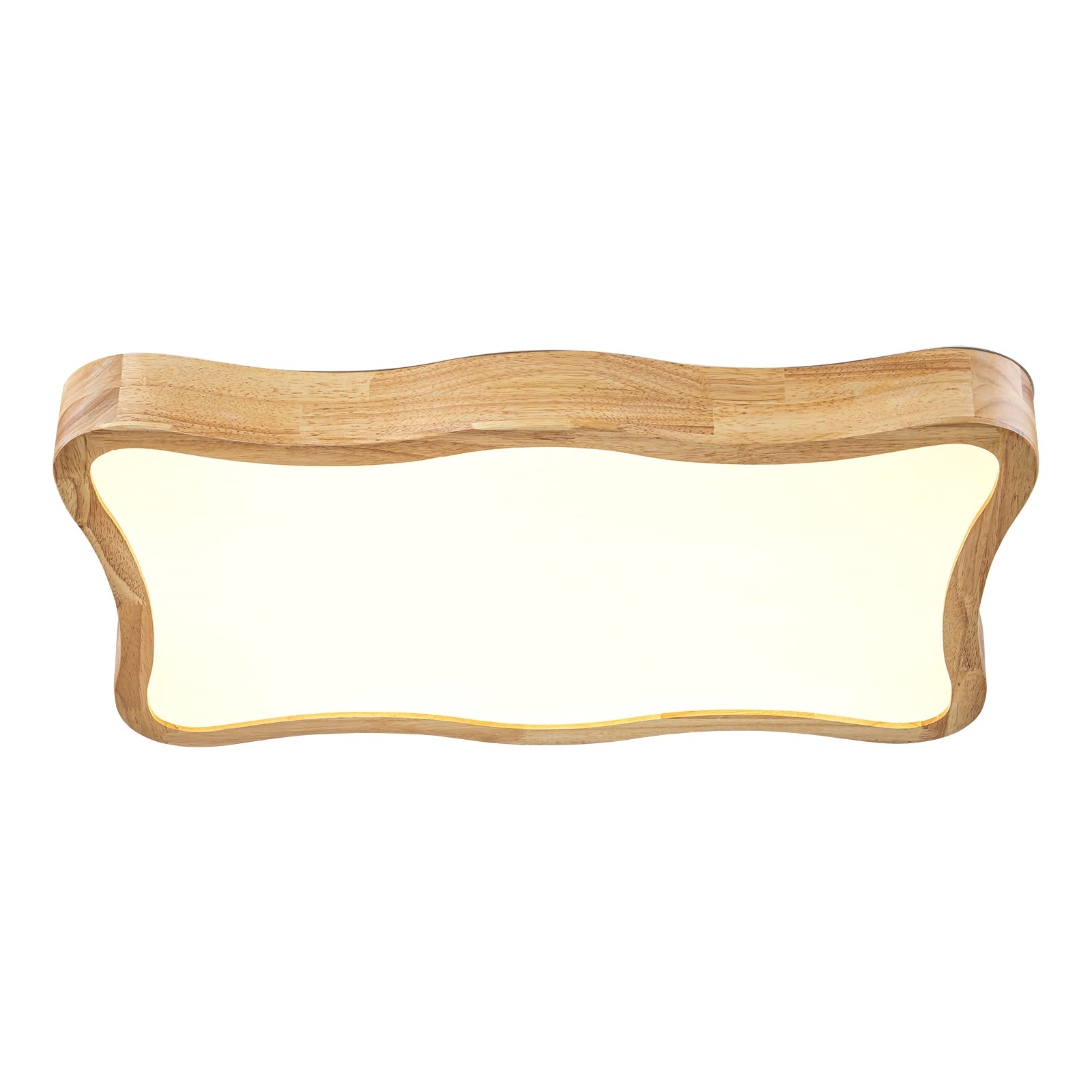 Glowlings 1-Light Modern 24"Wide Rectangle Organic Wood LED Flush Mount Ceiling Light