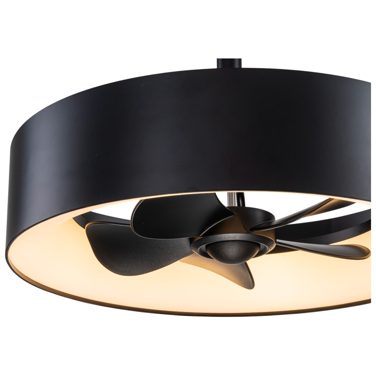 Glowlings 1-Light Modern 18"Wide Round Matte Black LED Ceiling Fan Light with Remote & APP
